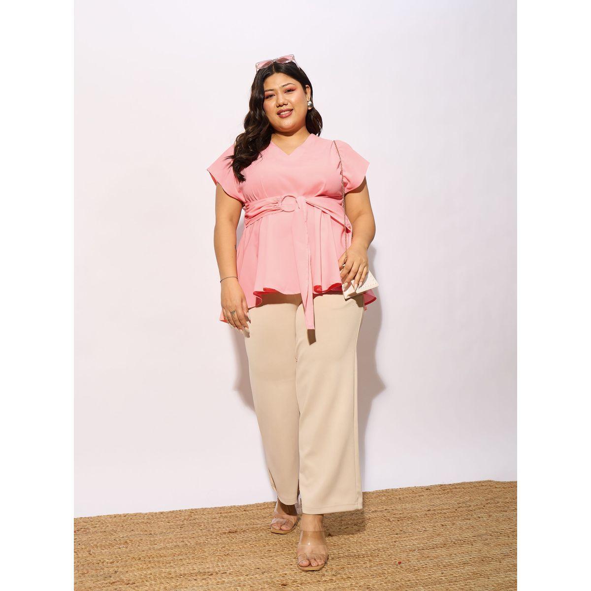 Sassafras X Styli  Plus Front Knot Detail Peplum Top-women-clothing-shirtsandblouses-blouses-image-6