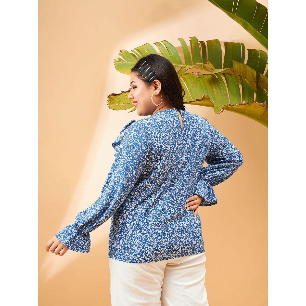 بلوزة بمقاس كبير وطبعة زهور مع كشكش ساسافراس × ستايلي-women-clothing-shirtsandblouses-blouses-image-5