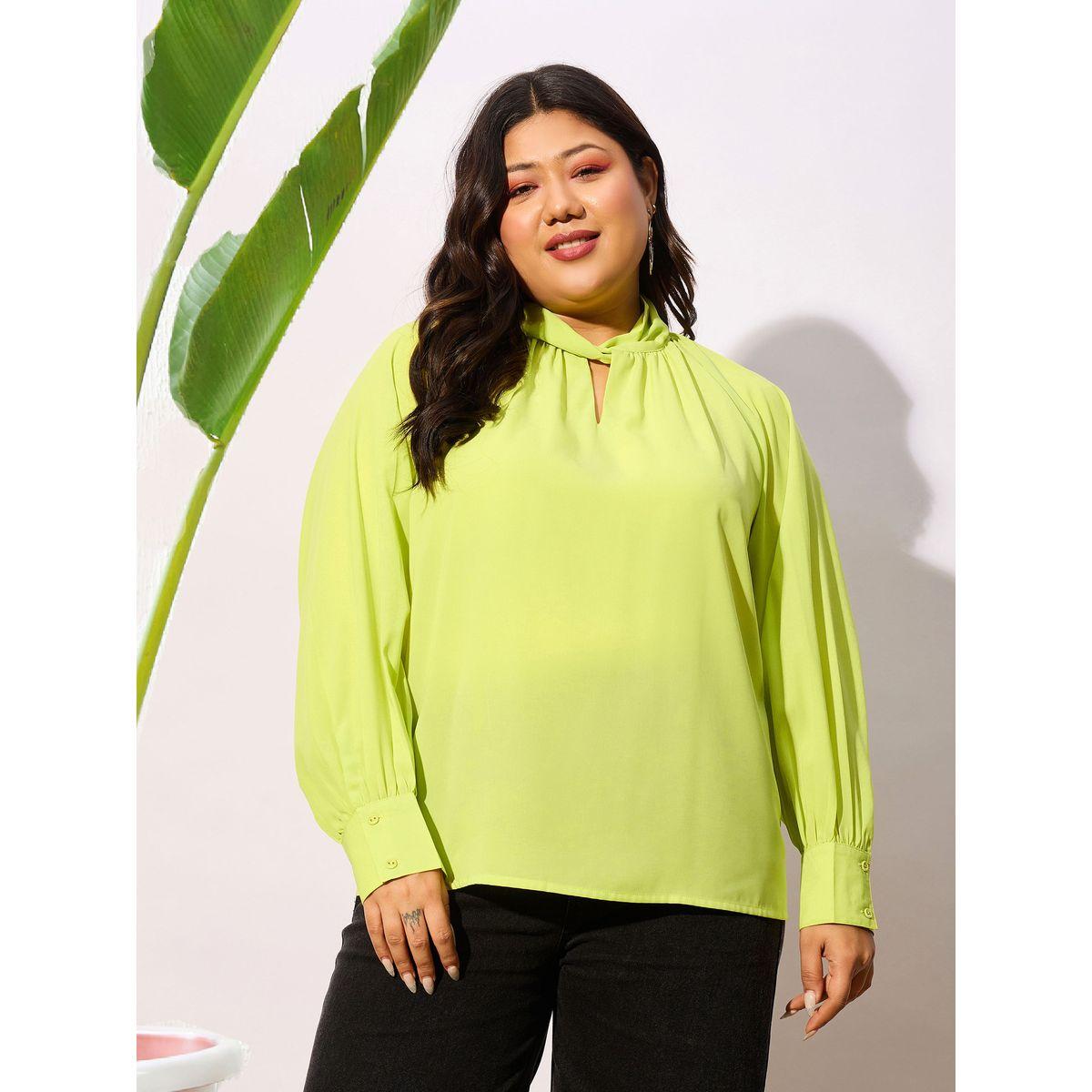 Sassafras X Styli  Plus Front Twisted Detail Keyhole Neck Top-women-clothing-shirtsandblouses-blouses-image-1