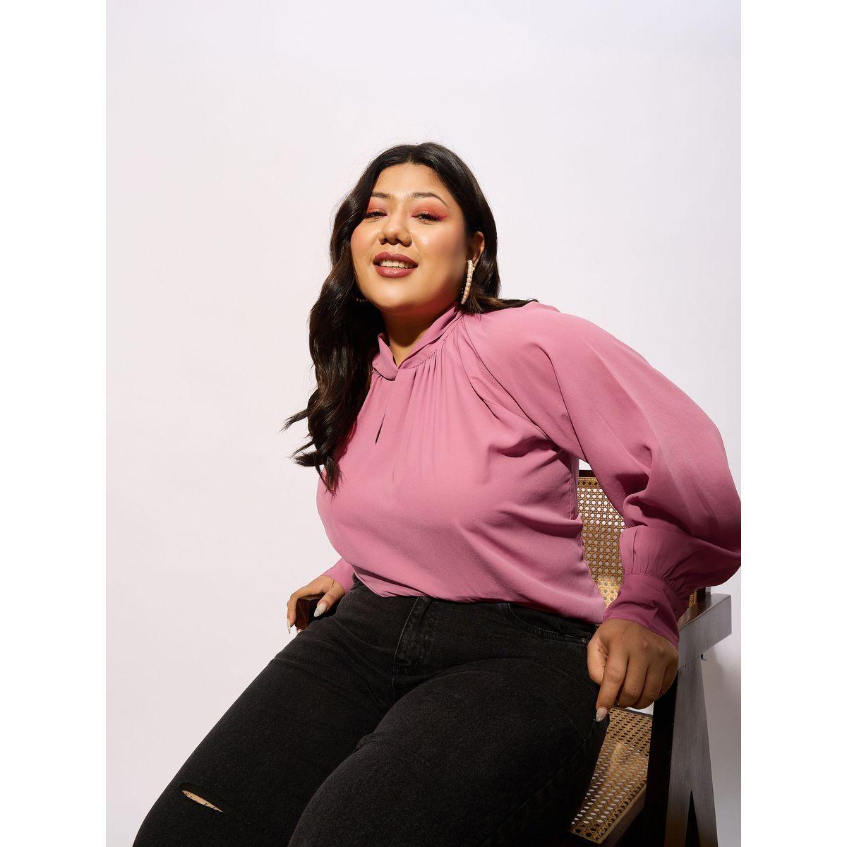 Sassafras X Styli  Plus Front Twisted Detail Keyhole Neck Top-women-clothing-shirtsandblouses-blouses-image-2