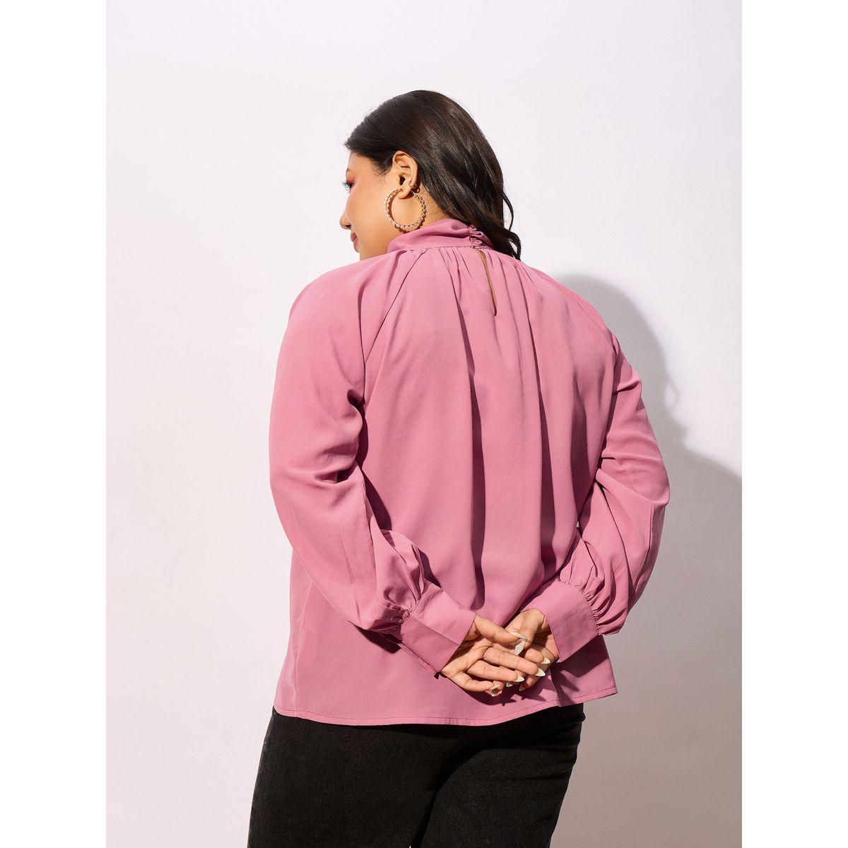 Sassafras X Styli  Plus Front Twisted Detail Keyhole Neck Top-women-clothing-shirtsandblouses-blouses-image-5