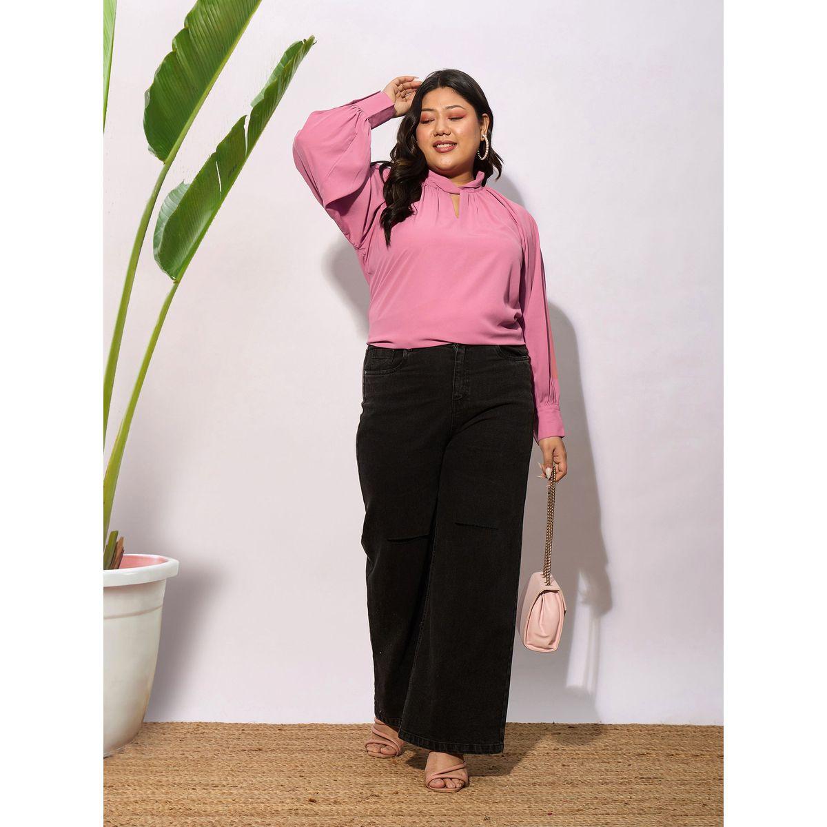 Sassafras X Styli  Plus Front Twisted Detail Keyhole Neck Top-women-clothing-shirtsandblouses-blouses-image-6