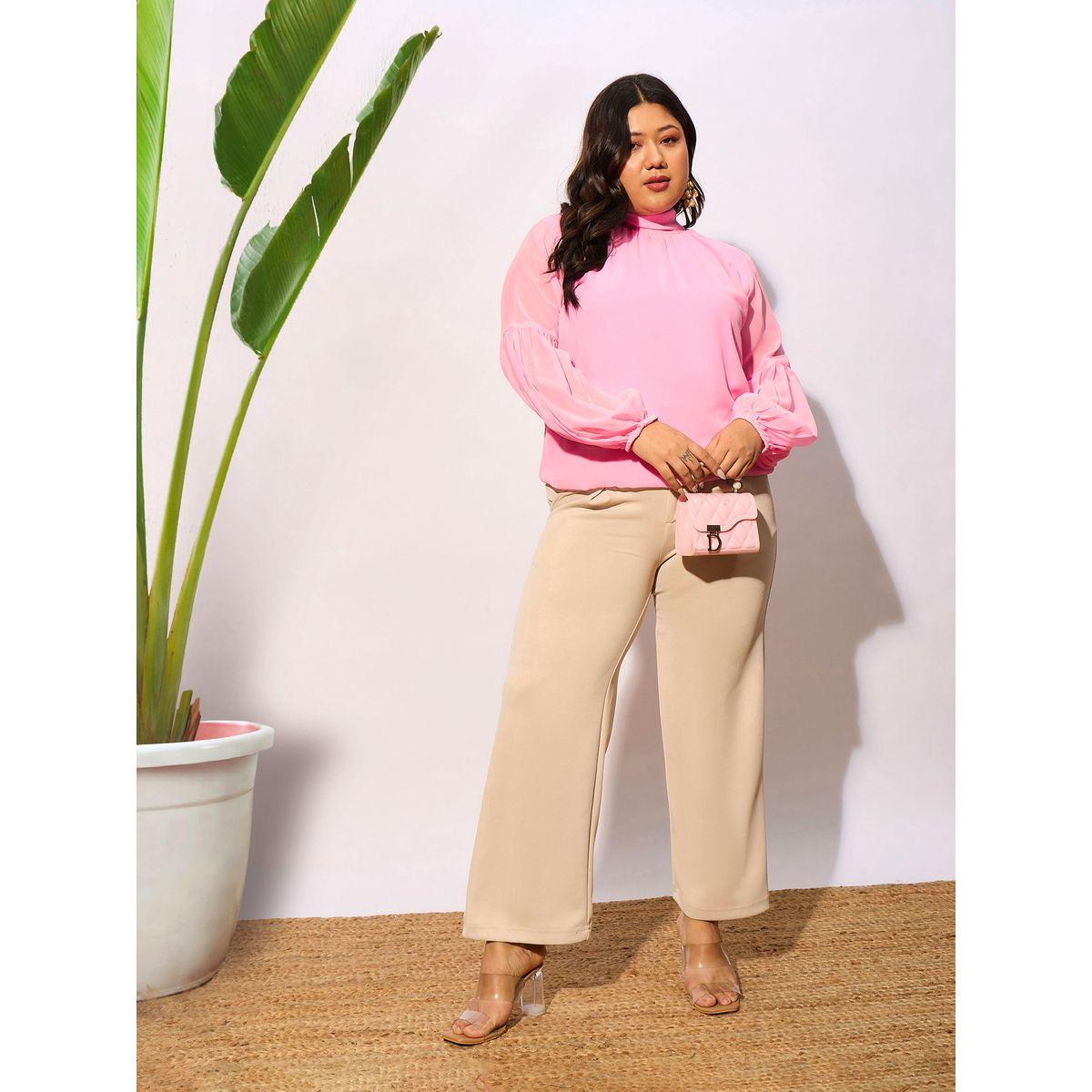 Sassafras X Styli  Plus High Neck Top with Bishop Sleeve-women-clothing-shirtsandblouses-blouses-image-2