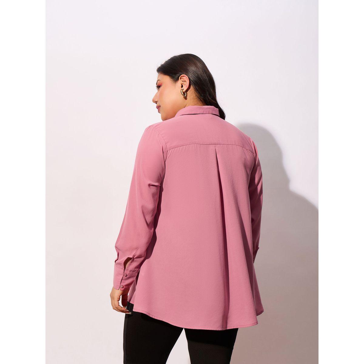 Sassafras X Styli  Plus Solid Tie-Up Neck Top with Long Sleeve-women-clothing-shirtsandblouses-blouses-image-5