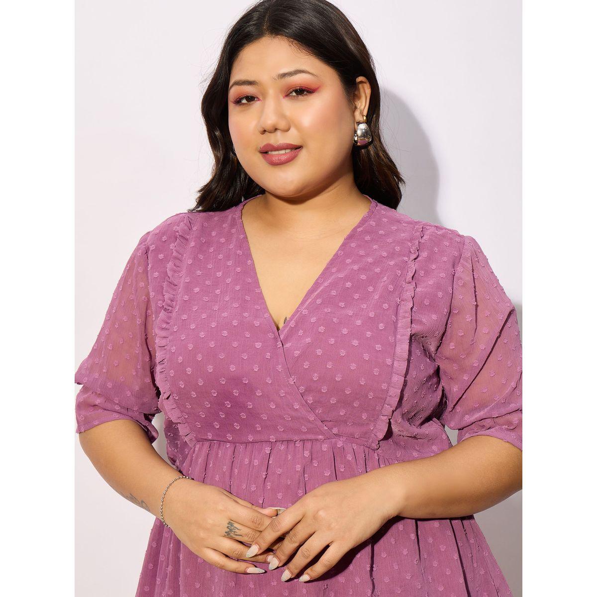 بلوزة بمقاس كبير وخيوط دوبي مع اكمام قصيرة ساسافراس × ستايلي-women-clothing-shirtsandblouses-blouses-image-4
