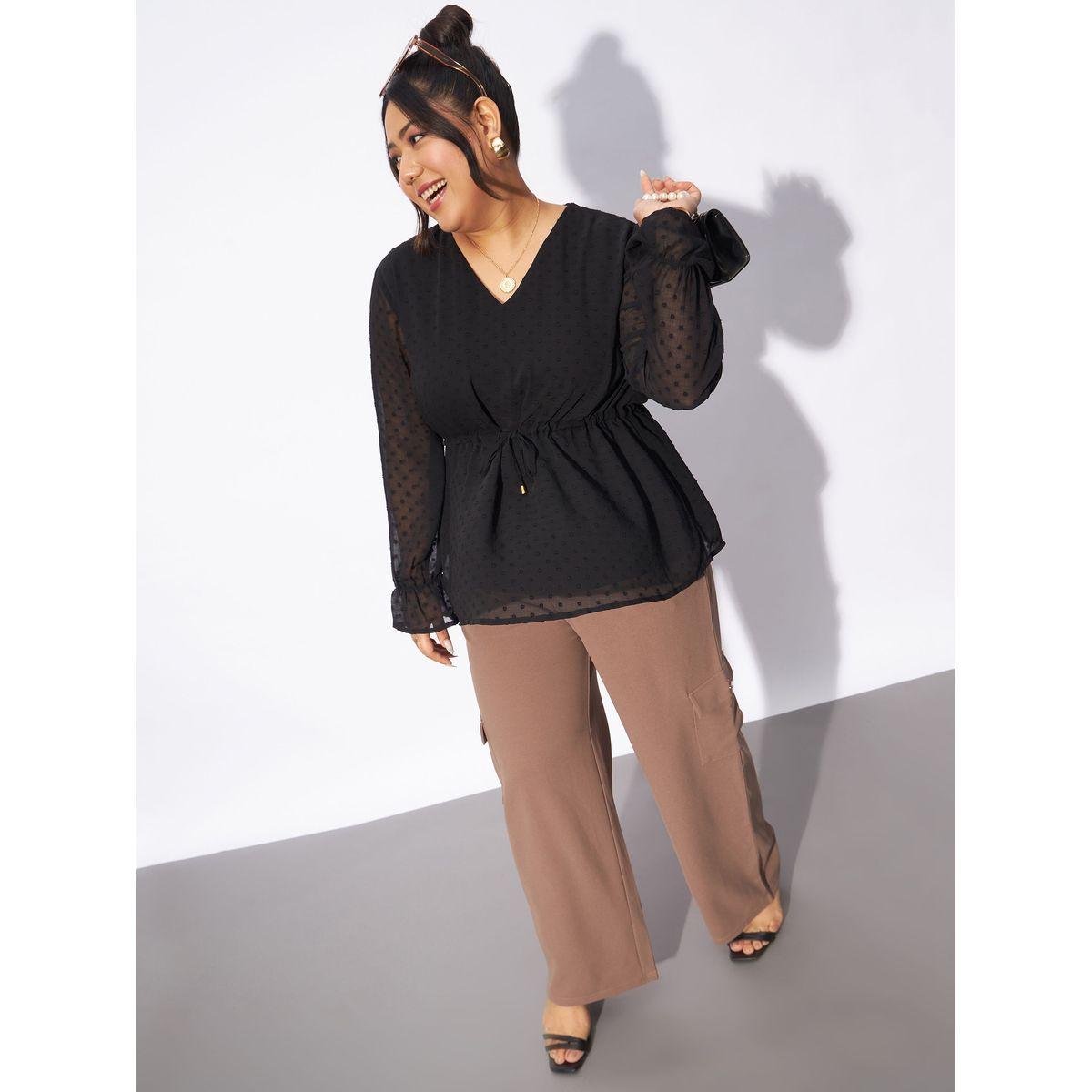 Sassafras X Styli  Plus  Dobby Top with Tie-Up Detail-women-clothing-shirtsandblouses-blouses-image-6