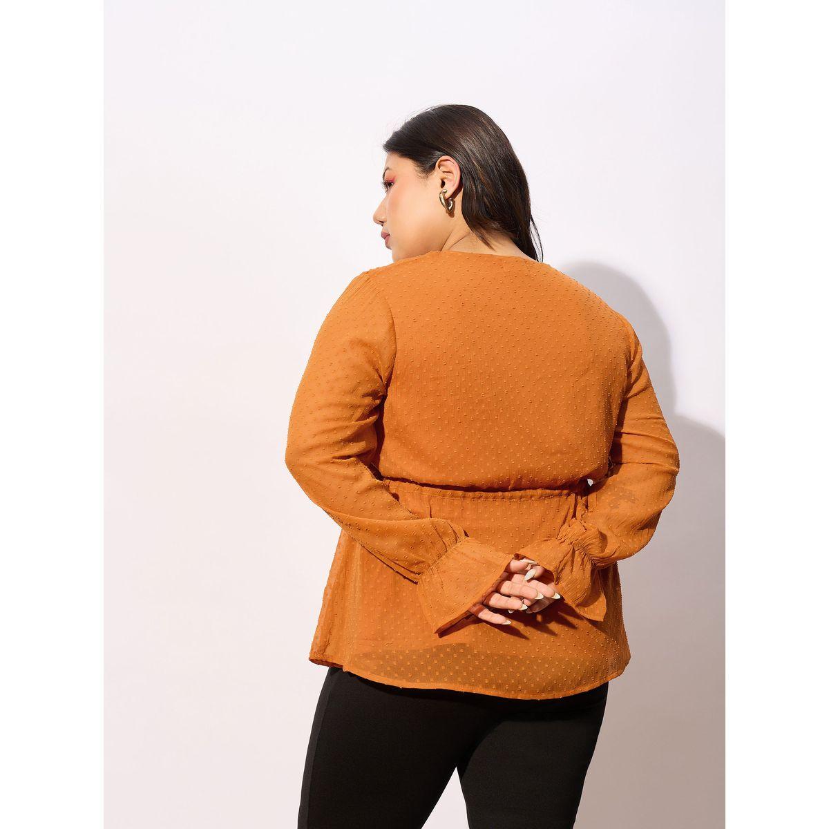 Sassafras X Styli  Plus  Dobby Top with Tie-Up Detail-women-clothing-shirtsandblouses-blouses-image-5