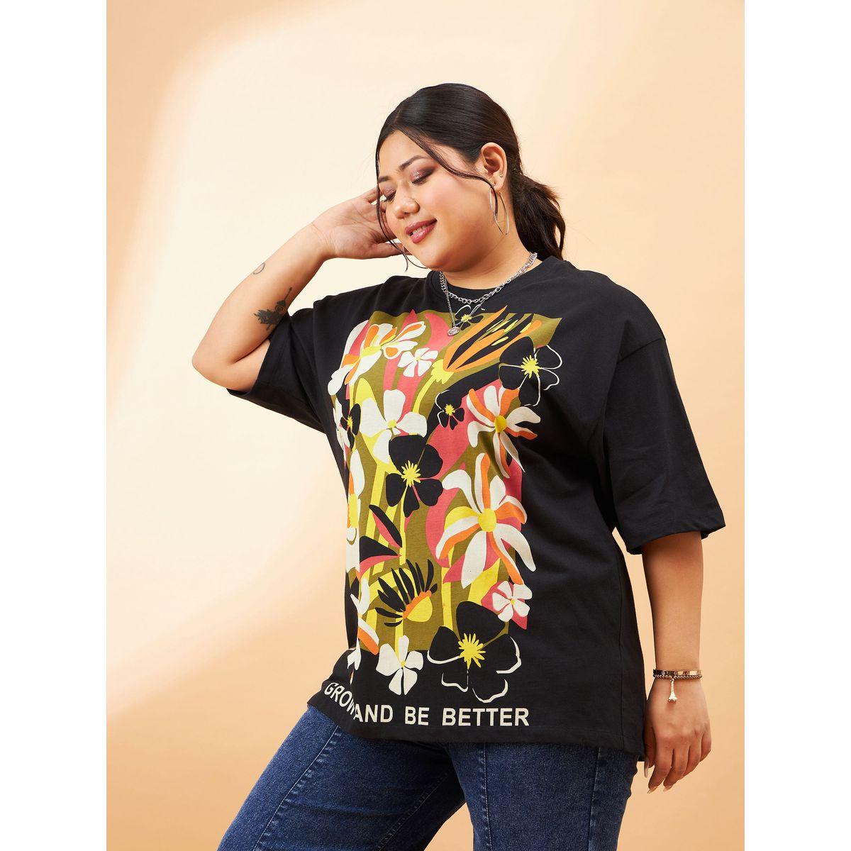Sassafras X Styli  Plus Floral Graphic Print Drop Shoulder T-Shirt-women-clothing-tshirts-image-3