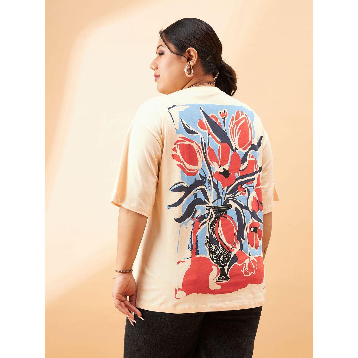 تيشيرت بمقاس كبير واكتاف منخفضة ساسافراس × ستايلي-women-clothing-tshirts-image-5
