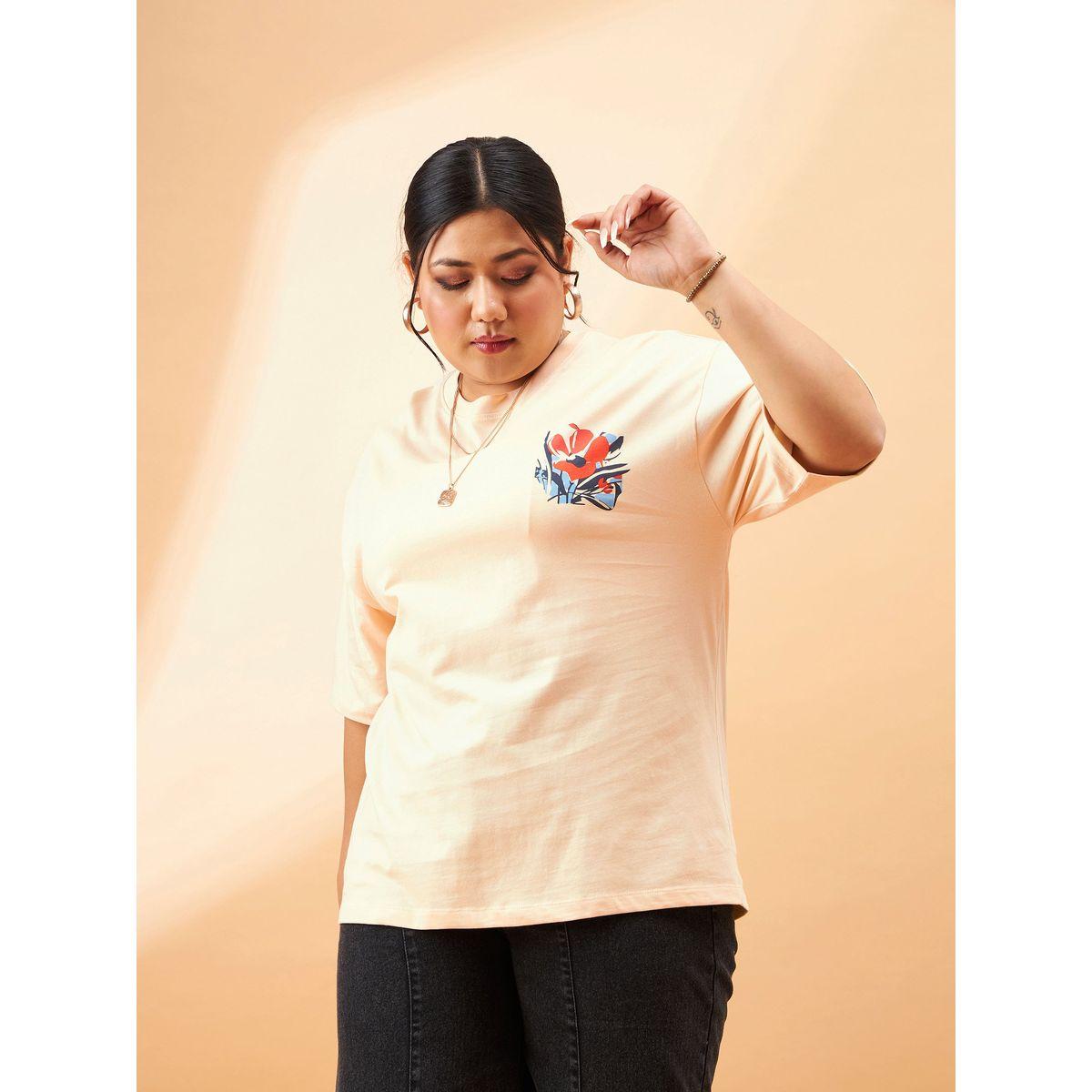 تيشيرت بمقاس كبير واكتاف منخفضة ساسافراس × ستايلي-women-clothing-tshirts-image-6