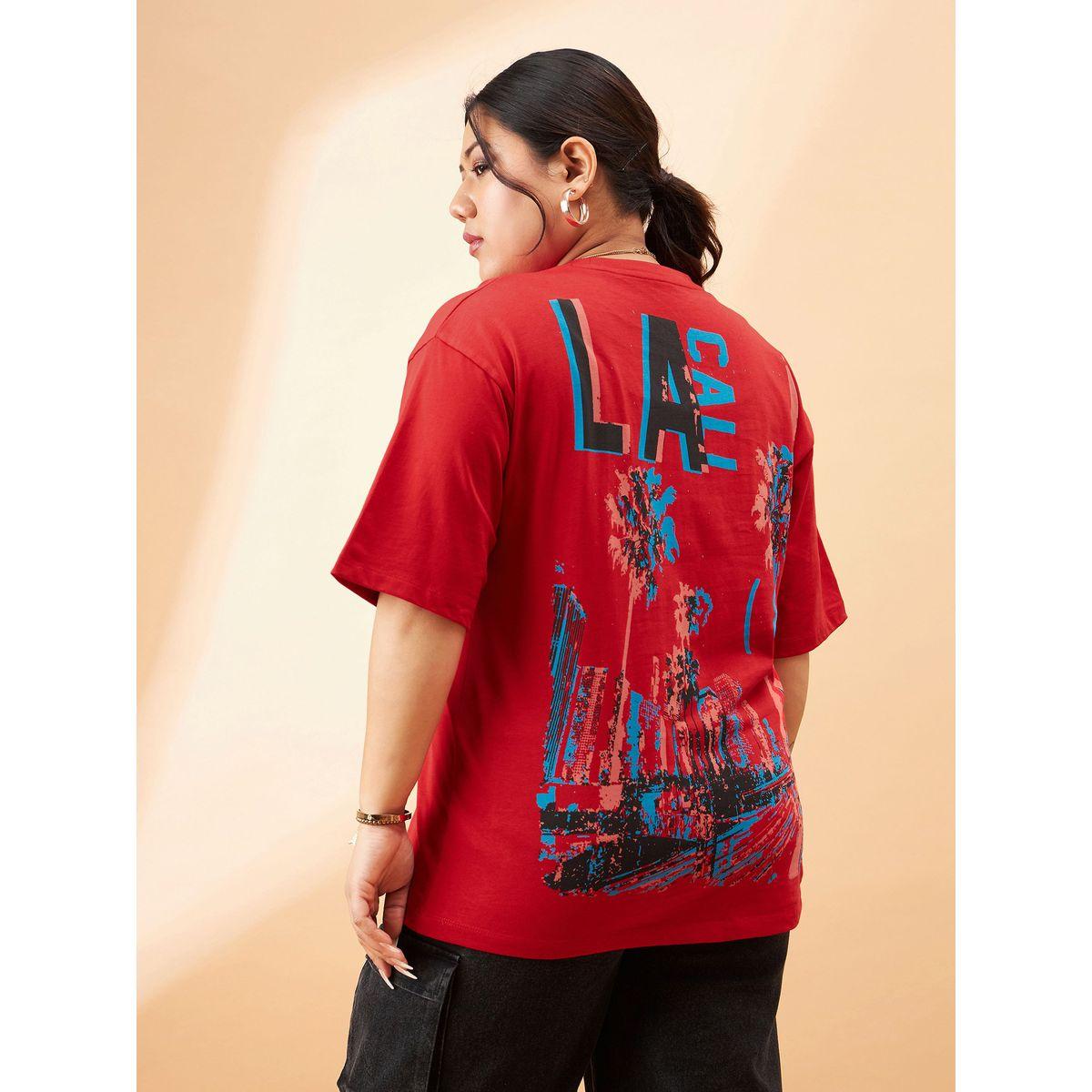 تيشيرت بمقاس كبير واكتاف منخفضة ساسافراس × ستايلي-women-clothing-tshirts-image-1