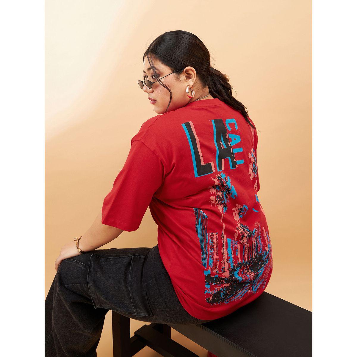 تيشيرت بمقاس كبير واكتاف منخفضة ساسافراس × ستايلي-women-clothing-tshirts-image-6