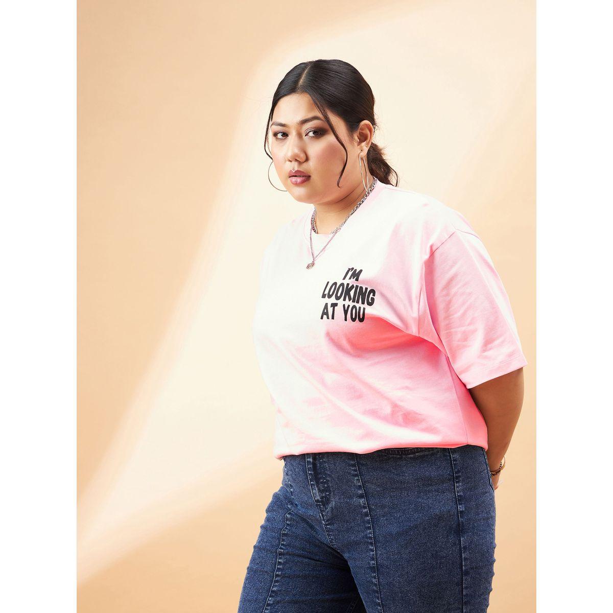 Sassafras X Styli  Plus Looking At You Graphic Print T-Shirt-women-clothing-tshirts-image-3