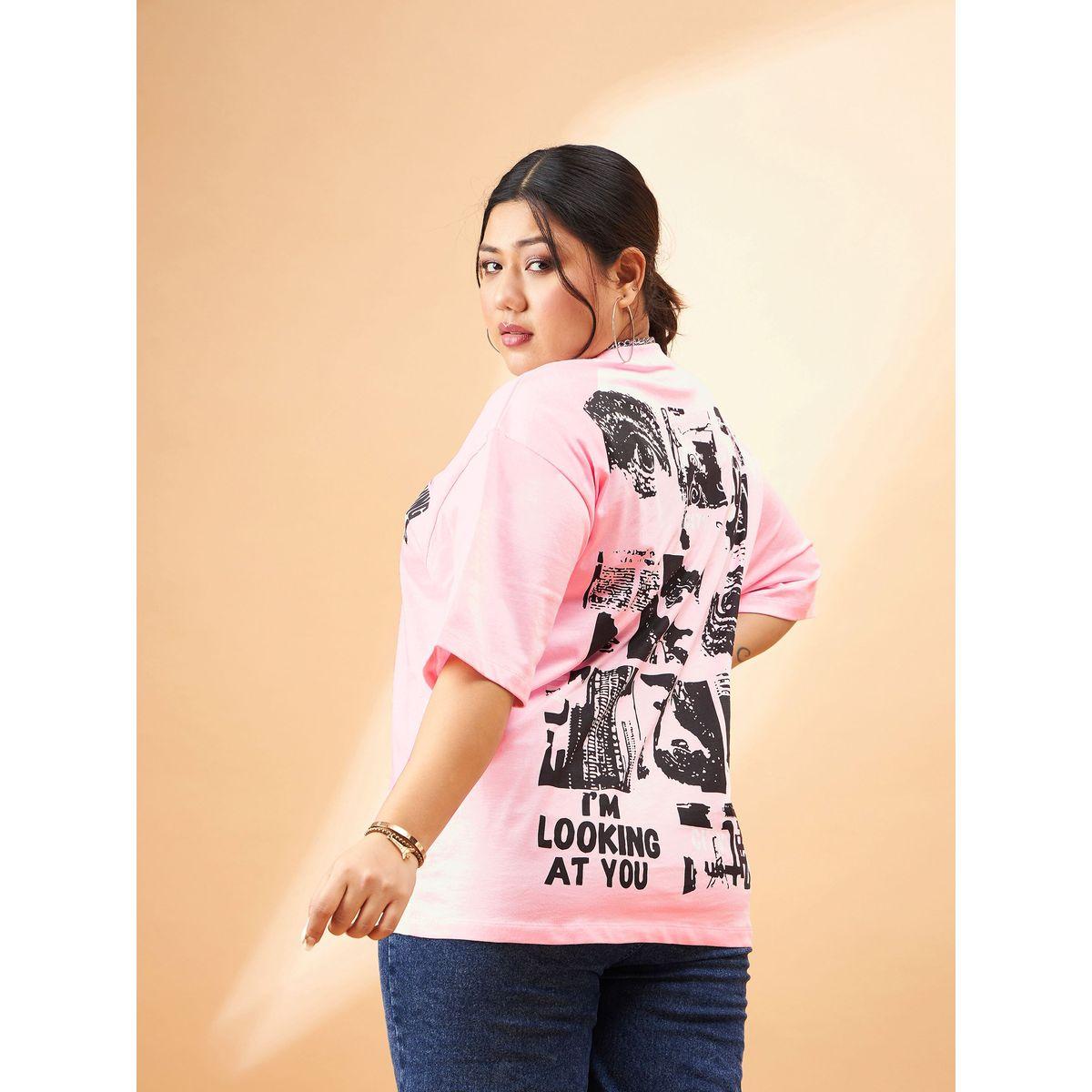 Sassafras X Styli  Plus Looking At You Graphic Print T-Shirt-women-clothing-tshirts-image-5