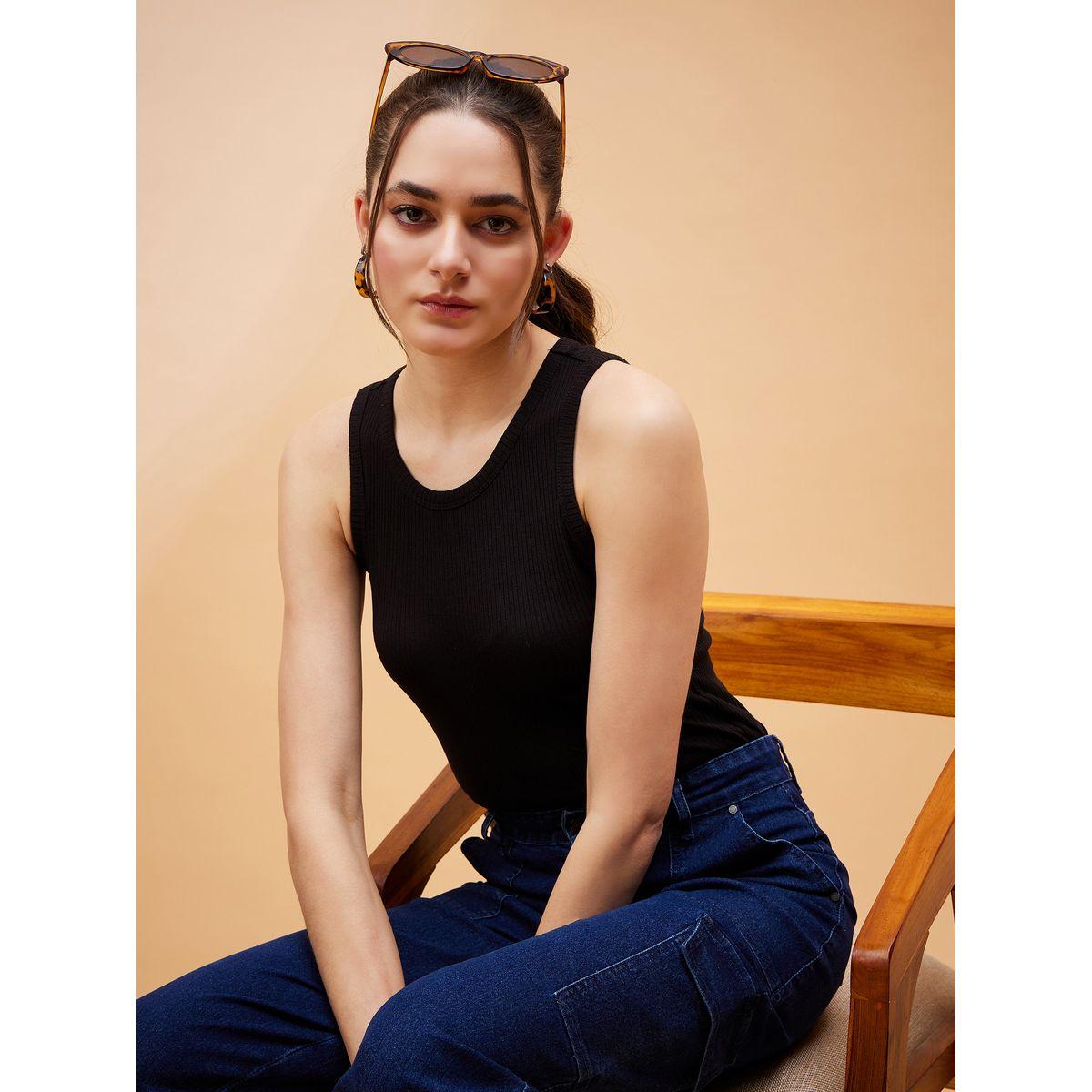 Sassafras X Styli  Solid Ribbed Tank-women-clothing-tshirts-image-2