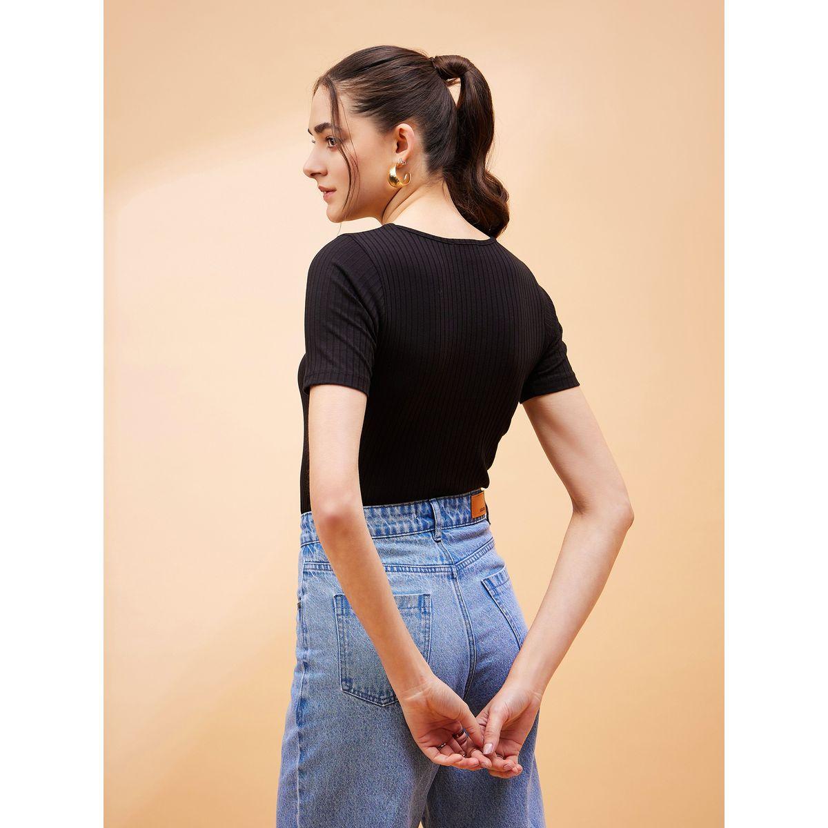 Sassafras X Styli  Ribbed Short Sleeve Bodysuit-women-clothing-tshirts-image-5