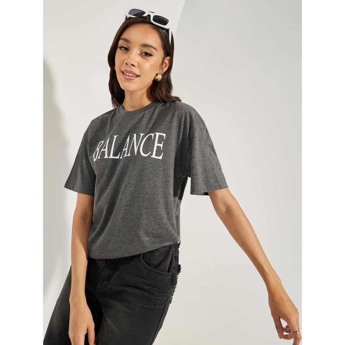 Styli Oversized Balance Slogan Print Melange T-Shirt-women-clothing-tshirts-image-4