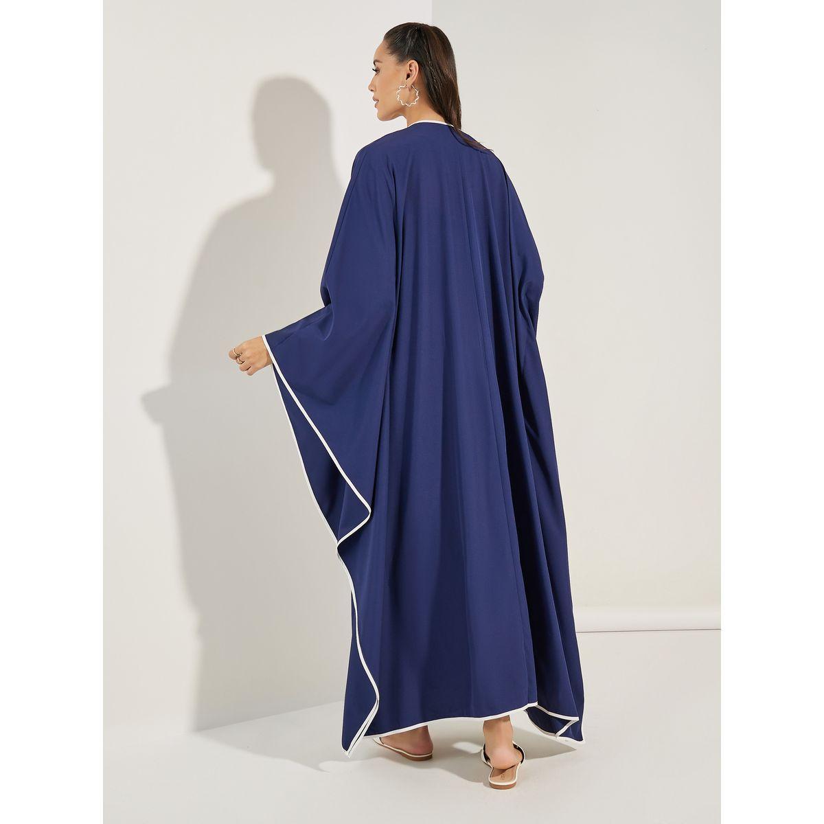 Styli Oversized Maxi Plain Kimono with Contrast Detailing-women-clothing-shirtsandblouses-shirts-image-4