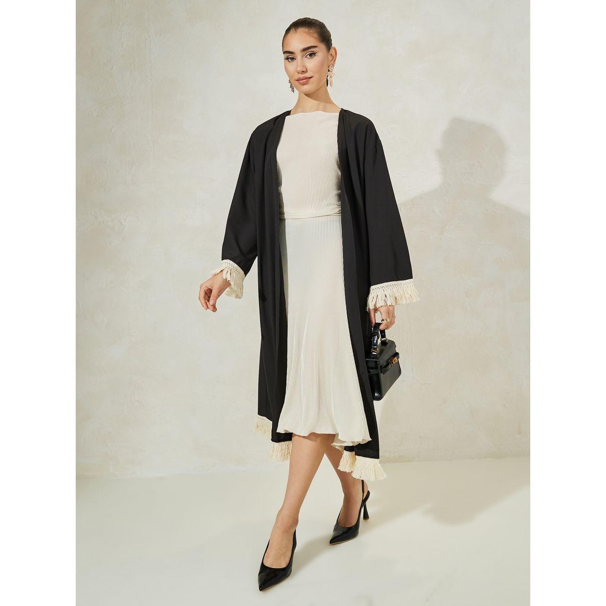 Styli Tassel Trim Detail Midi Kimono-women-clothing-shirtsandblouses-shirts-image-2