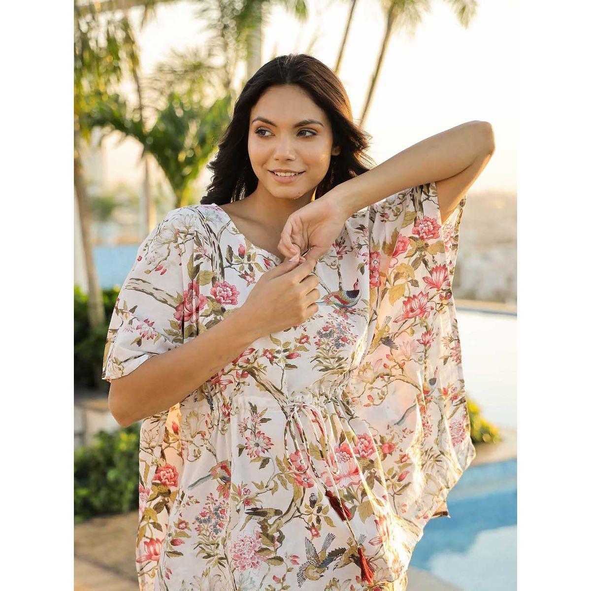 Sanskrutihomes X Styli  All Over Floral Print Tie Up Detail Top with Batwing Sleeves & Pants Co-Ord-women-clothing-coordsets-image-3
