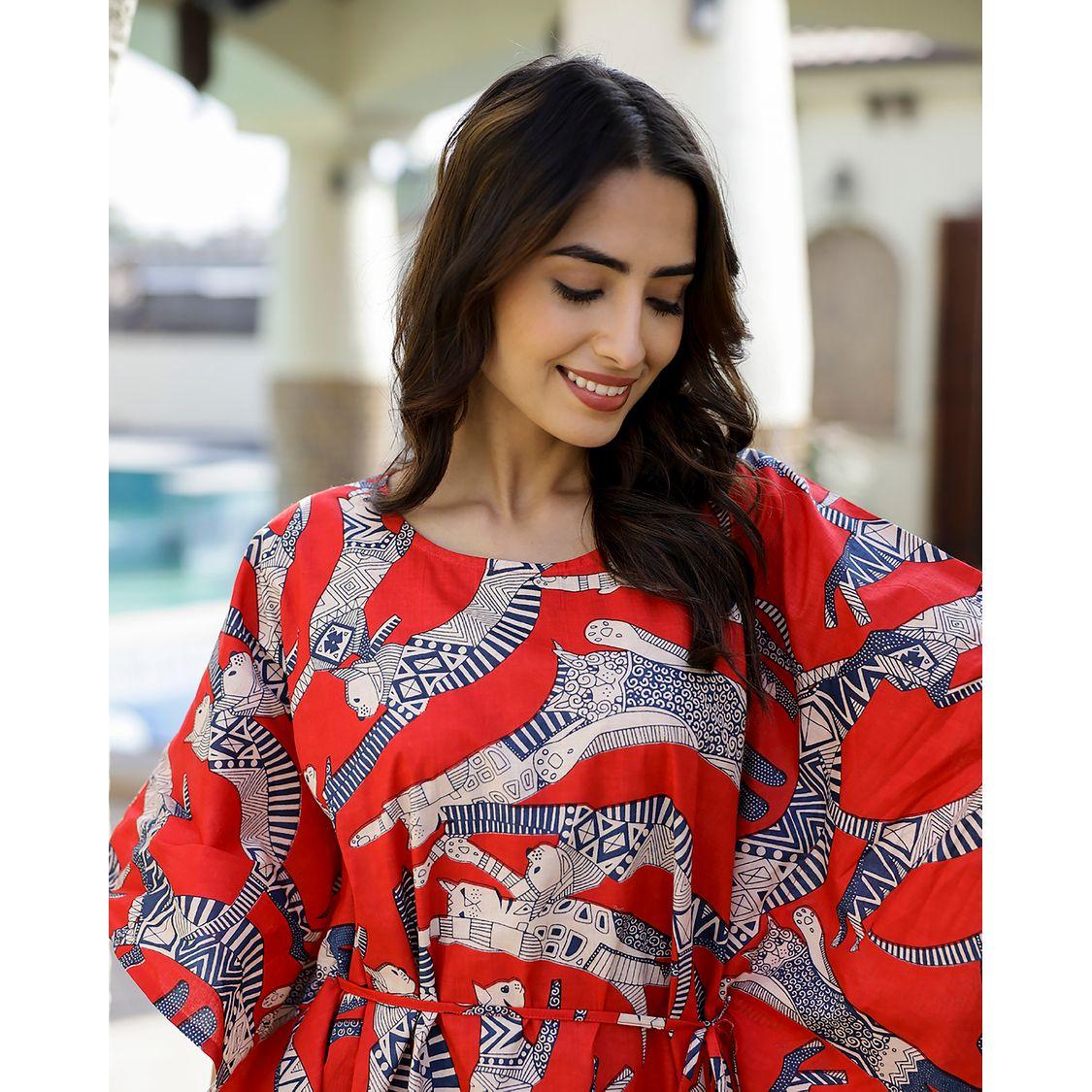 مجموعة من بنطال بارجل مستقيمة مع بلوزة بطبعة قبلية سانسكريتي هومز × ستايلي-women-clothing-coordsets-image-9