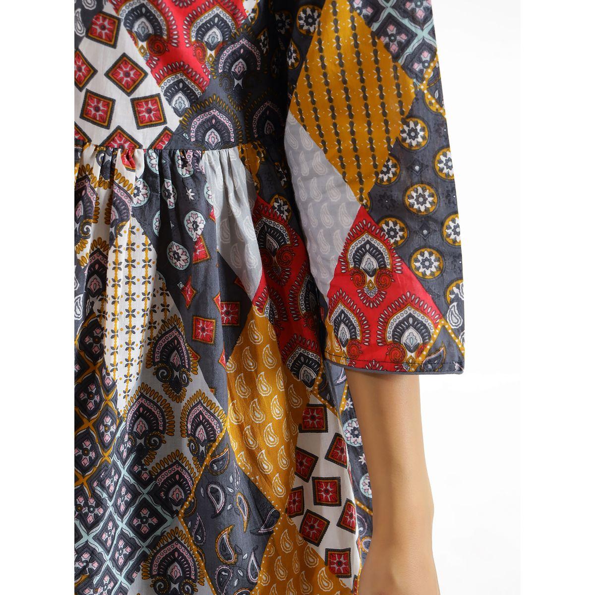 Sanskrutihomes X Styli  Abstract Print V Neck Peplum Top & Trousers Set-women-clothing-coordsets-image-8