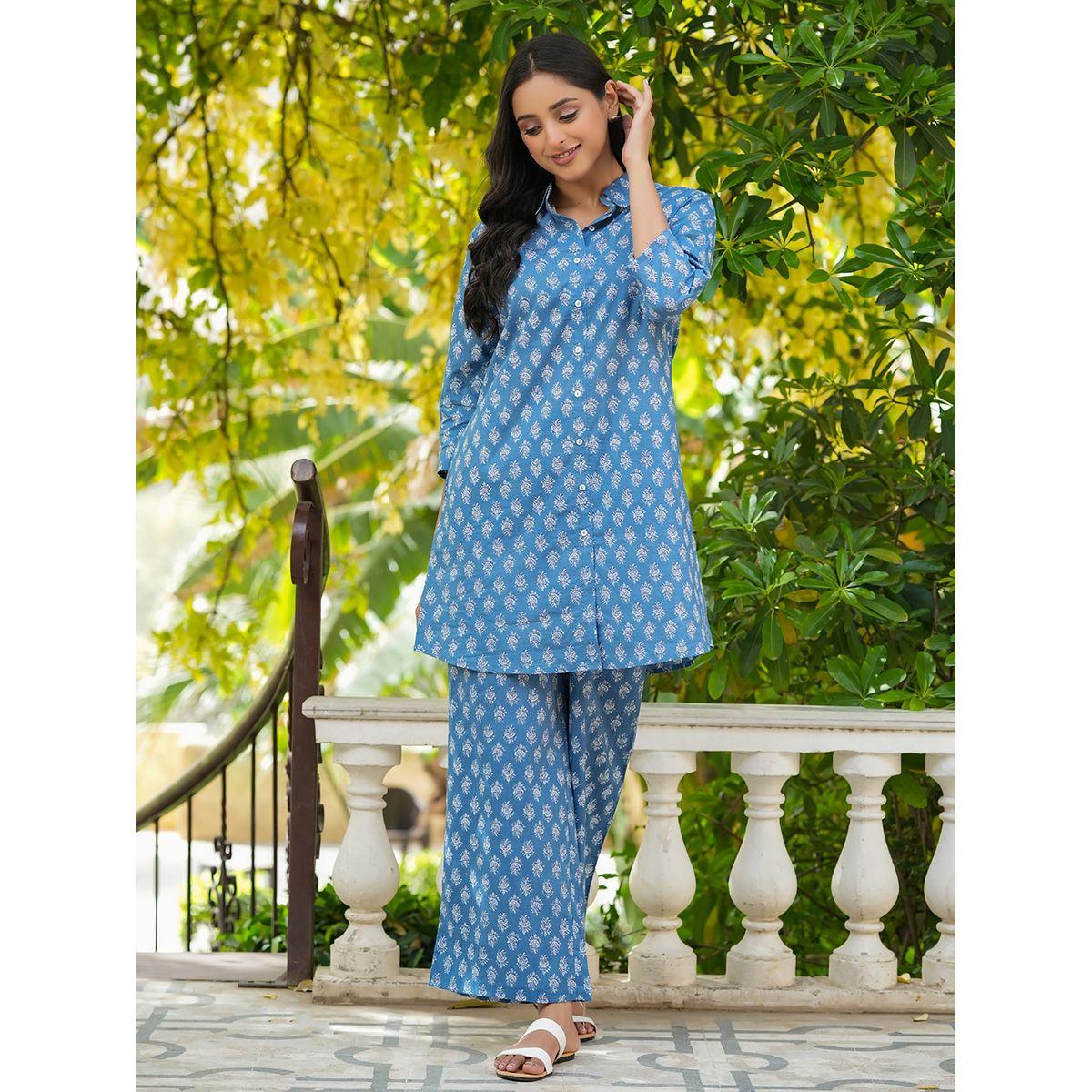 طقم منسق من بنطال بارجل واسعة وبلوزة طويلة سانسكريتي هومز × ستايلي-women-clothing-coordsets-image-1