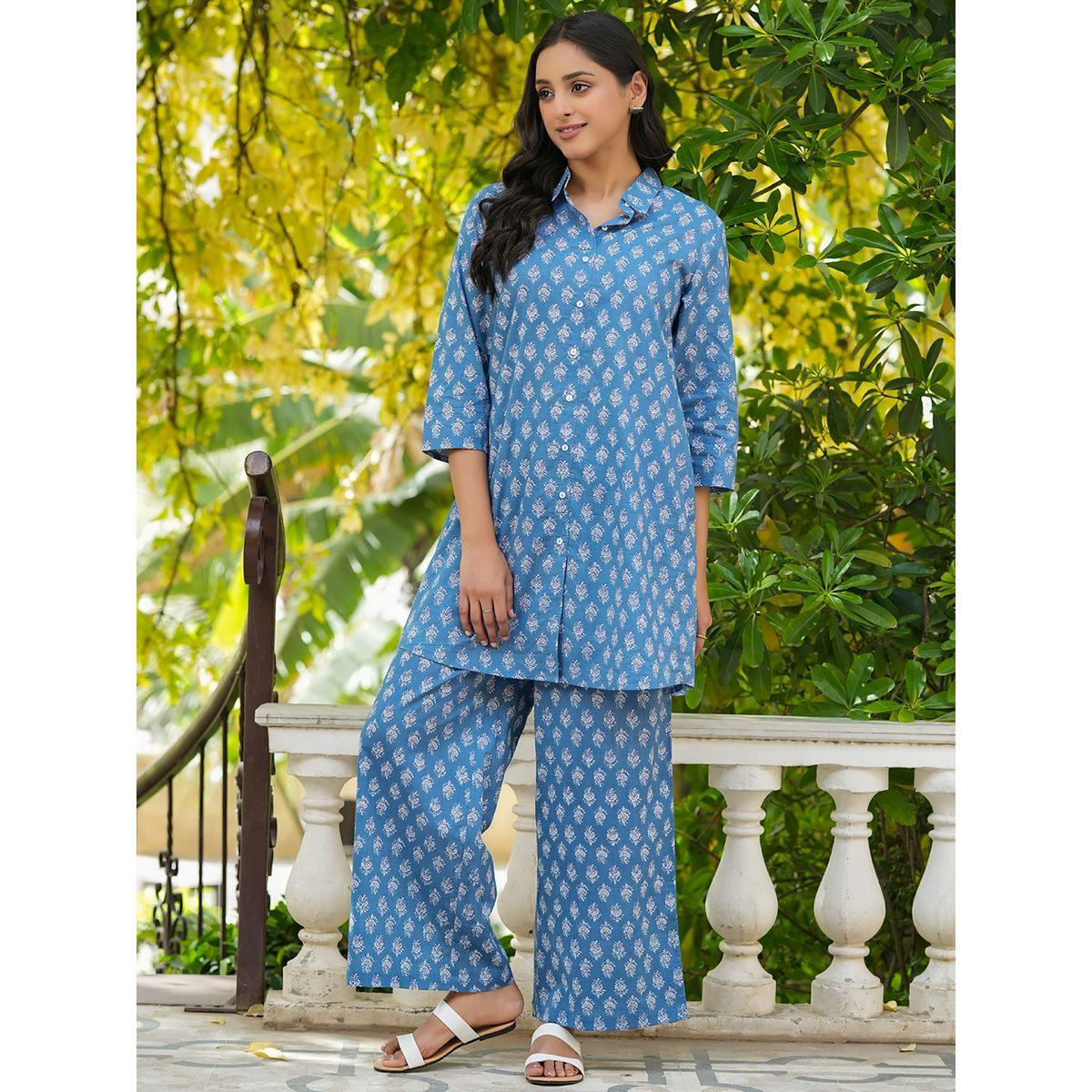 طقم منسق من بنطال بارجل واسعة وبلوزة طويلة سانسكريتي هومز × ستايلي-women-clothing-coordsets-image-2