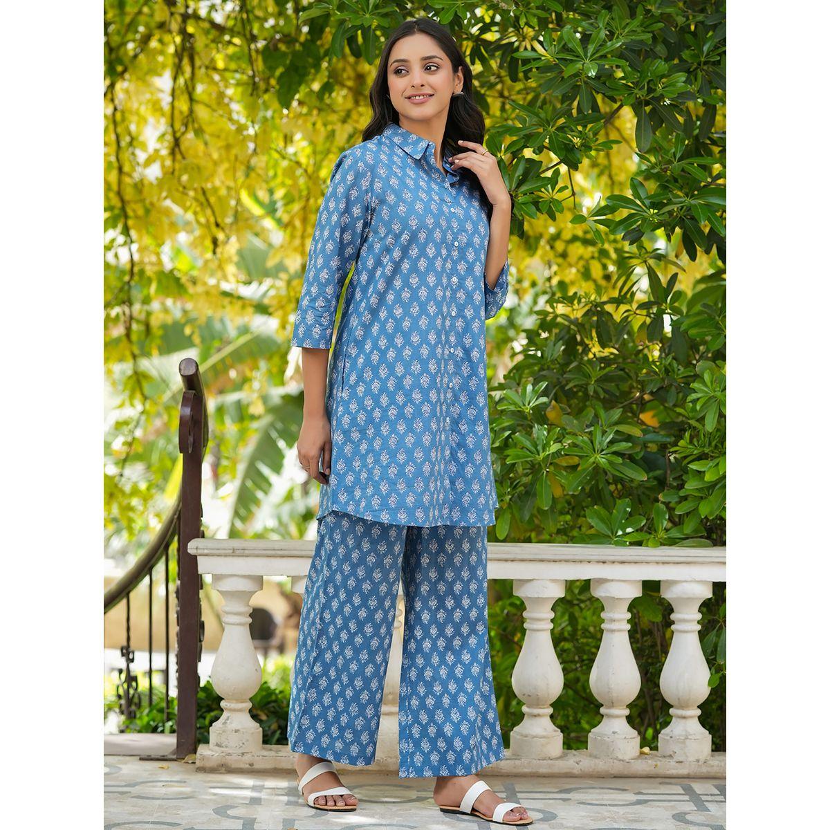 طقم منسق من بنطال بارجل واسعة وبلوزة طويلة سانسكريتي هومز × ستايلي-women-clothing-coordsets-image-3