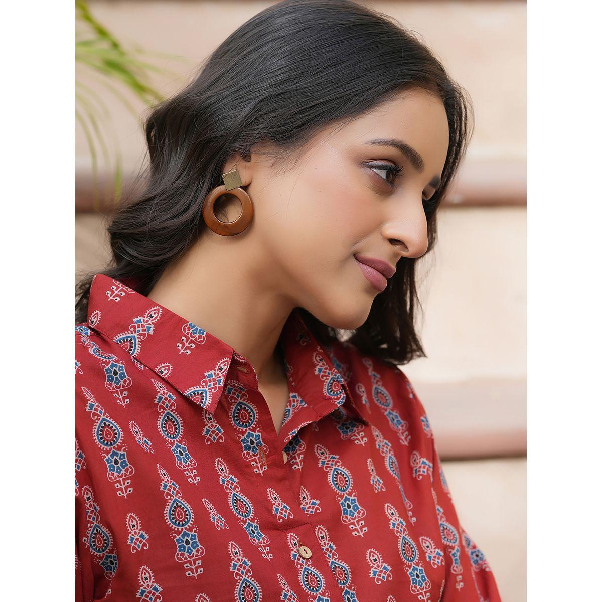 Sanskrutihomes X Styli  All Over Print Longline Shirt & Wide Leg Pants Co-Ord-women-clothing-coordsets-image-10