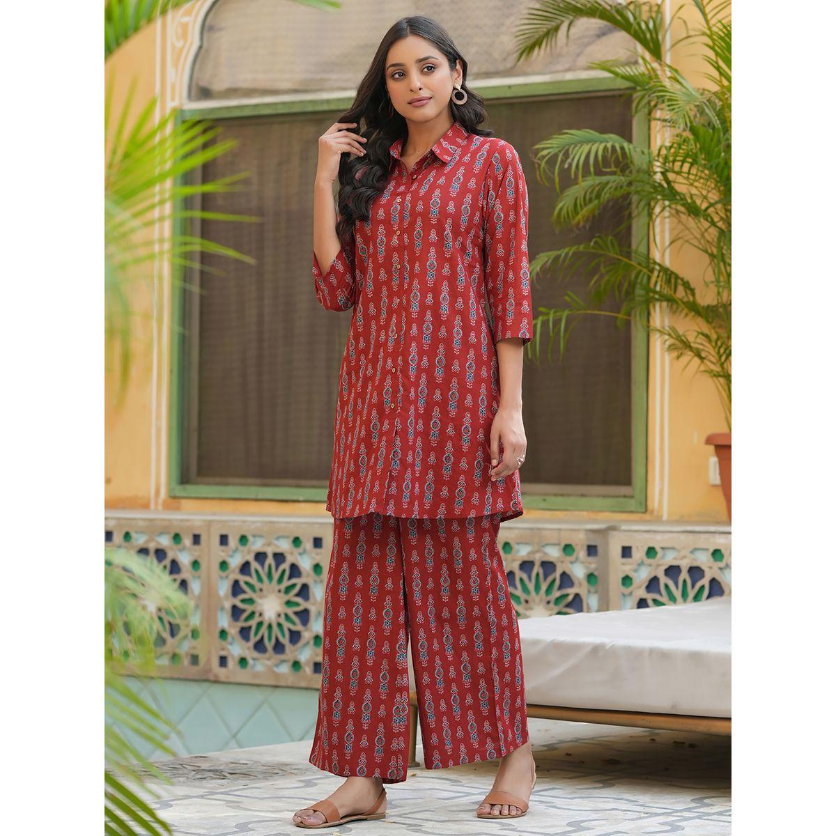 طقم منسق من بنطال بارجل واسعة وبلوزة طويلة سانسكريتي هومز × ستايلي-women-clothing-coordsets-image-3