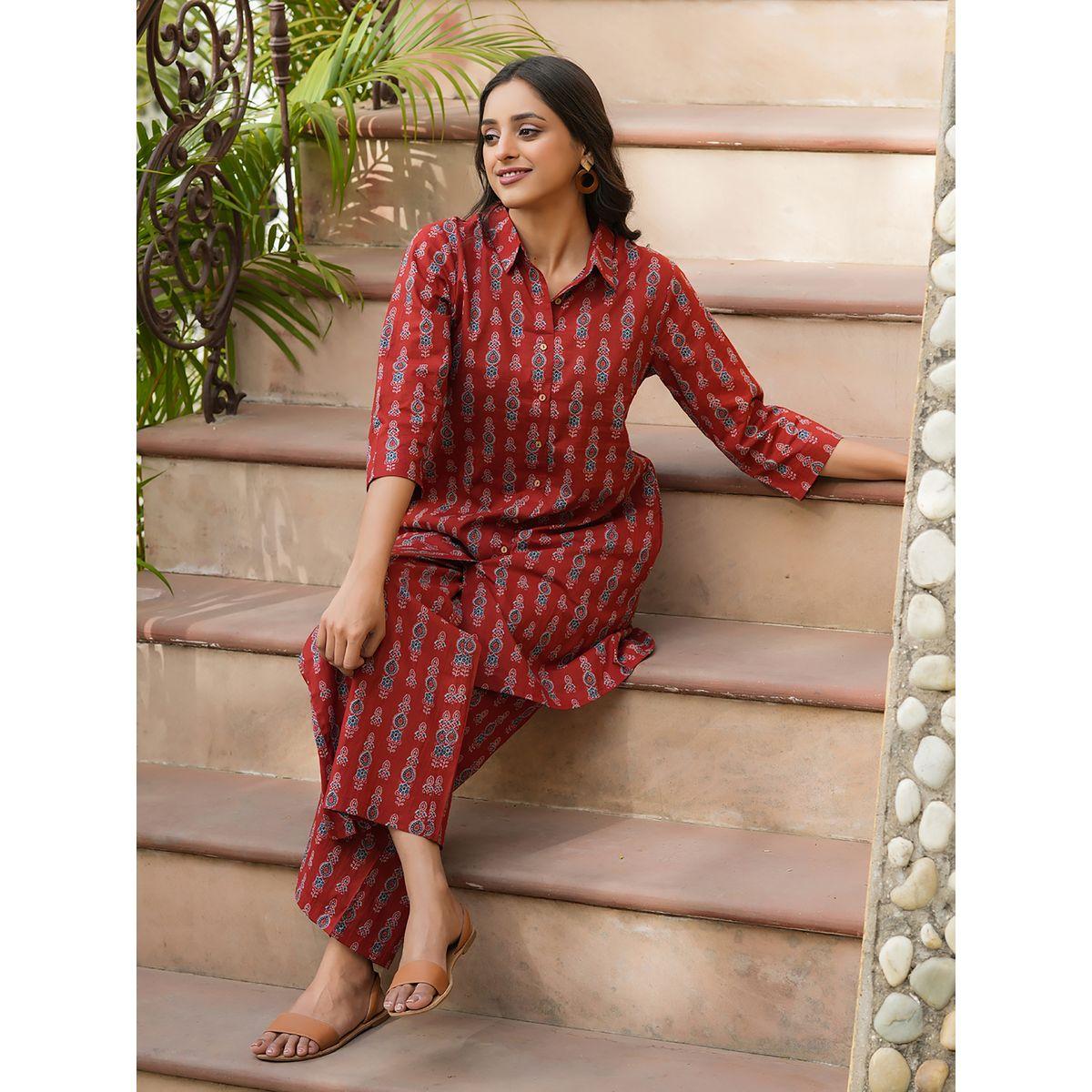 طقم منسق من بنطال بارجل واسعة وبلوزة طويلة سانسكريتي هومز × ستايلي-women-clothing-coordsets-image-5
