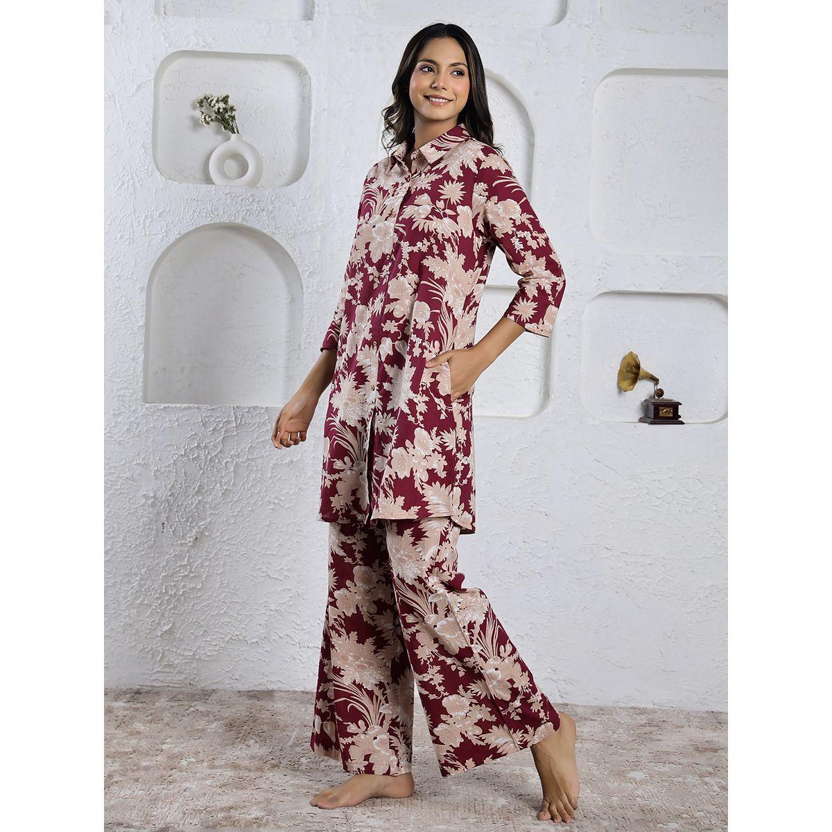 Sanskrutihomes X Styli  All Over Print Longline Shirt & Wide Leg Pants Co-Ord-women-clothing-coordsets-image-2