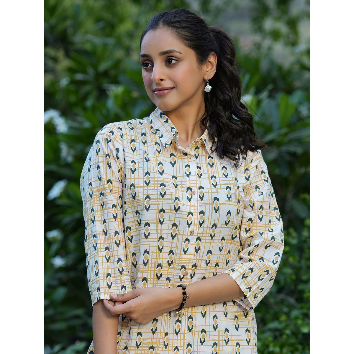 Sanskrutihomes X Styli  All Over Print Longline Shirt & Wide Leg Pants Co-Ord-women-clothing-coordsets-image-7