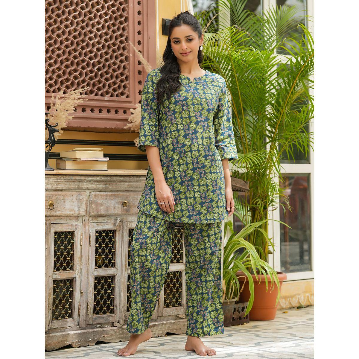 Sanskrutihomes X Styli  All Over Print Longline Top & Wide Leg Pants Co-Ord-women-clothing-coordsets-image-1