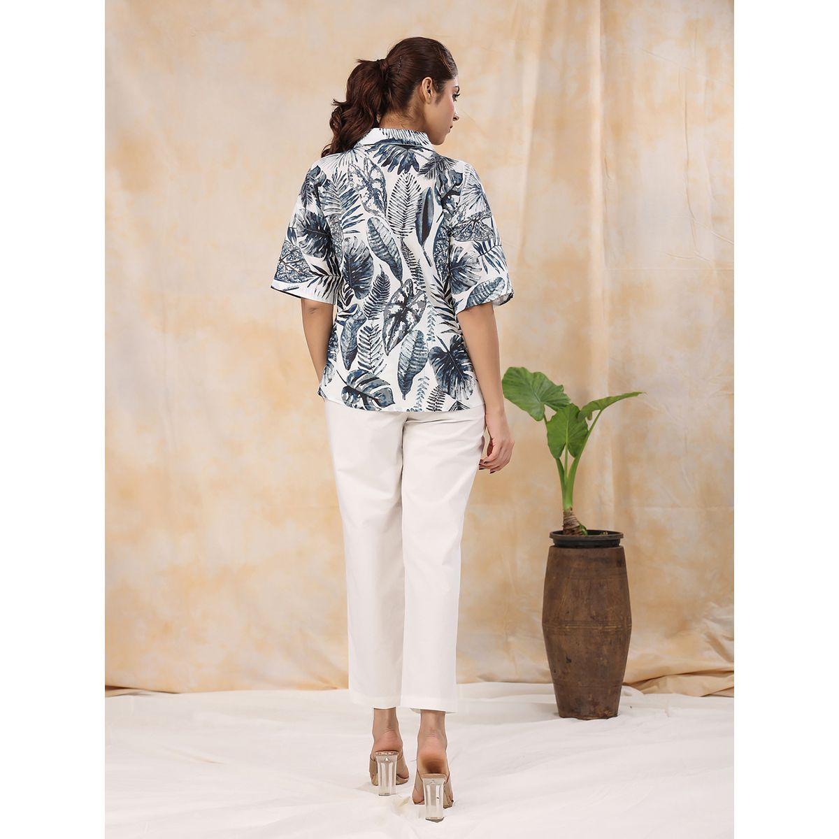 Sanskrutihomes X Styli  All Over Leaf Print Shirt & Straight Leg Pants Co-Ord-women-clothing-coordsets-image-2