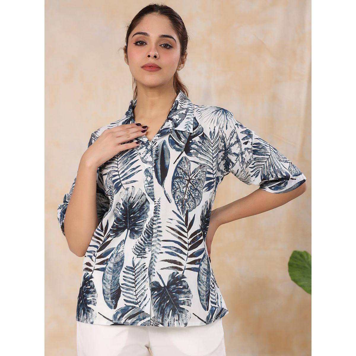 Sanskrutihomes X Styli  All Over Leaf Print Shirt & Straight Leg Pants Co-Ord-women-clothing-coordsets-image-6