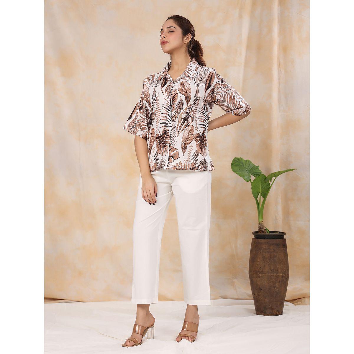 طقم منسق من بنطال بارجل مستقيمة وبلوزة مطبعة بالكامل سانسكريتي هومز × ستايلي-women-clothing-coordsets-image-4