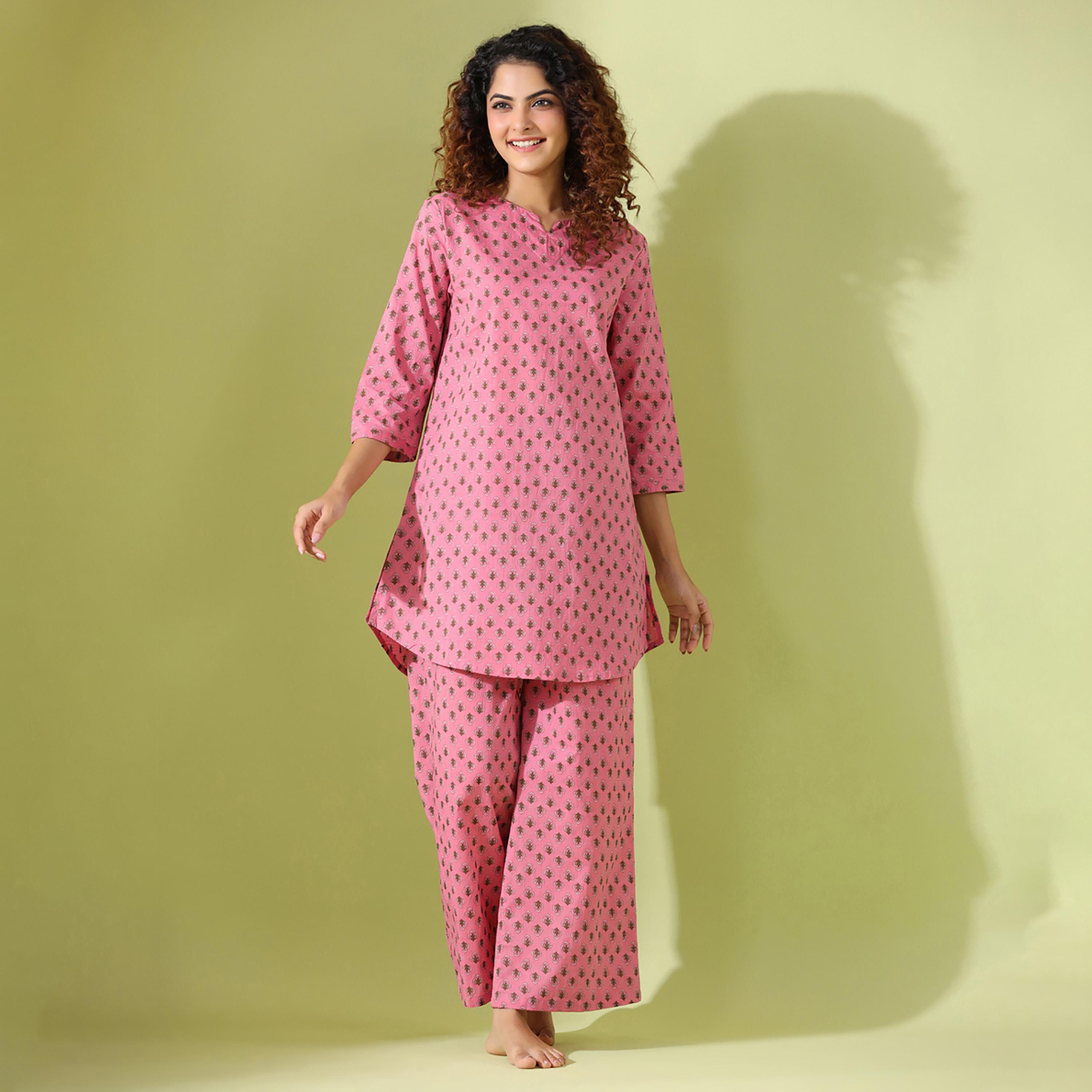 Sanskrutihomes X Styli Printed Longline Top And Wide Leg Pants Co-Ord-women-clothing-coordsets-image-1