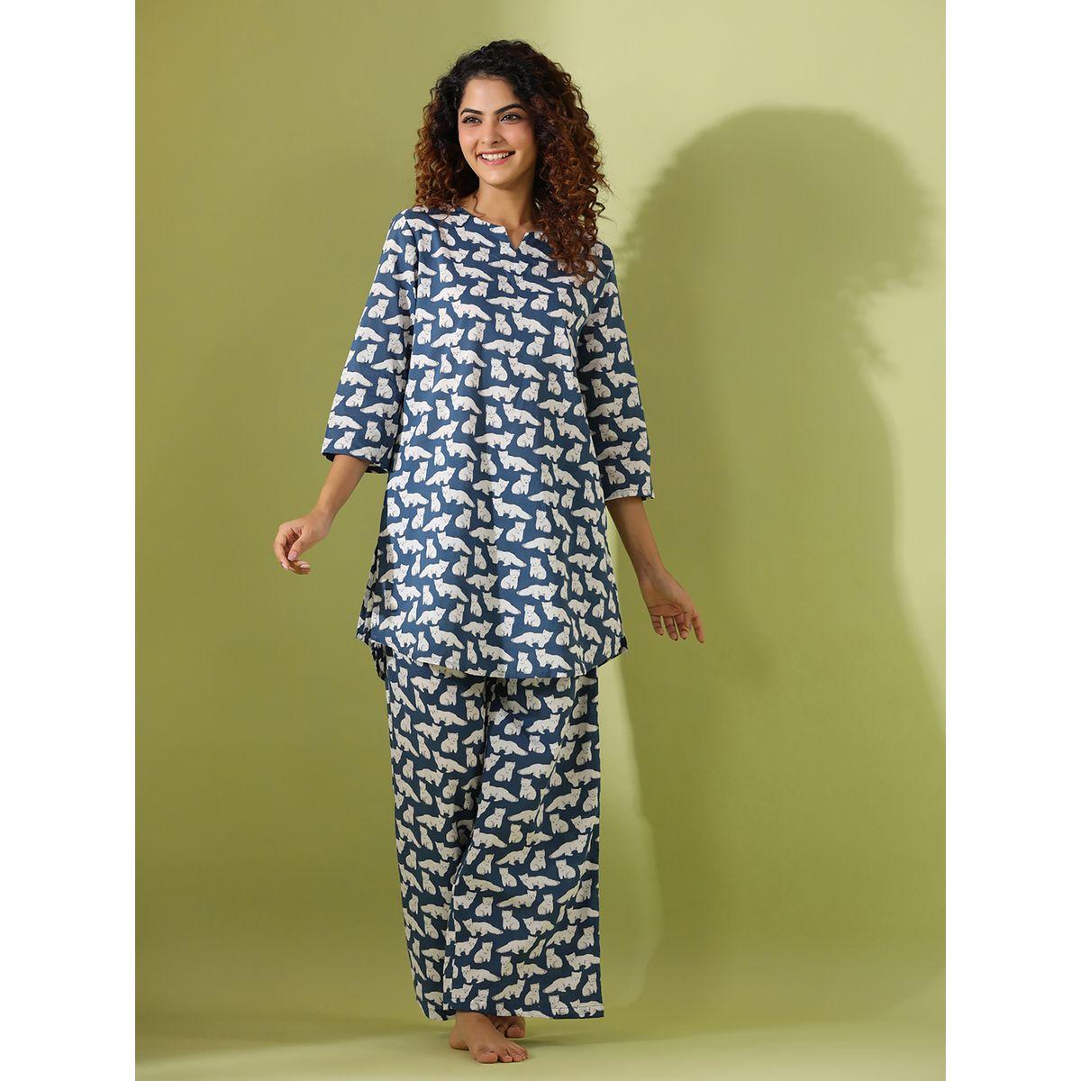 Sanskrutihomes All Over Print Longline Top & Wide Leg Pants Co-Ord-women-clothing-coordsets-image-1