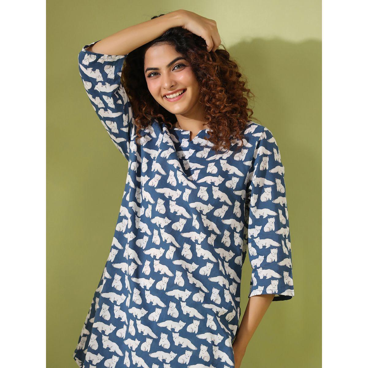 Sanskrutihomes All Over Print Longline Top & Wide Leg Pants Co-Ord-women-clothing-coordsets-image-4