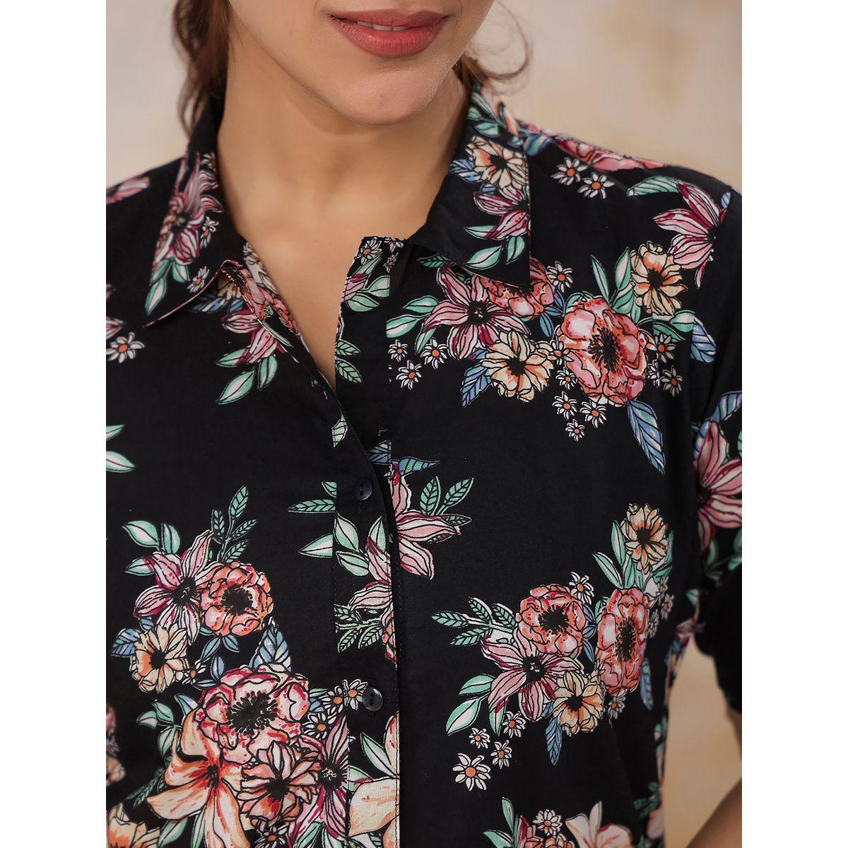 طقم منسق من بنطال مع بلوزة مطبعة بزهور سانسكريتي هومز × ستايلي-women-clothing-coordsets-image-7