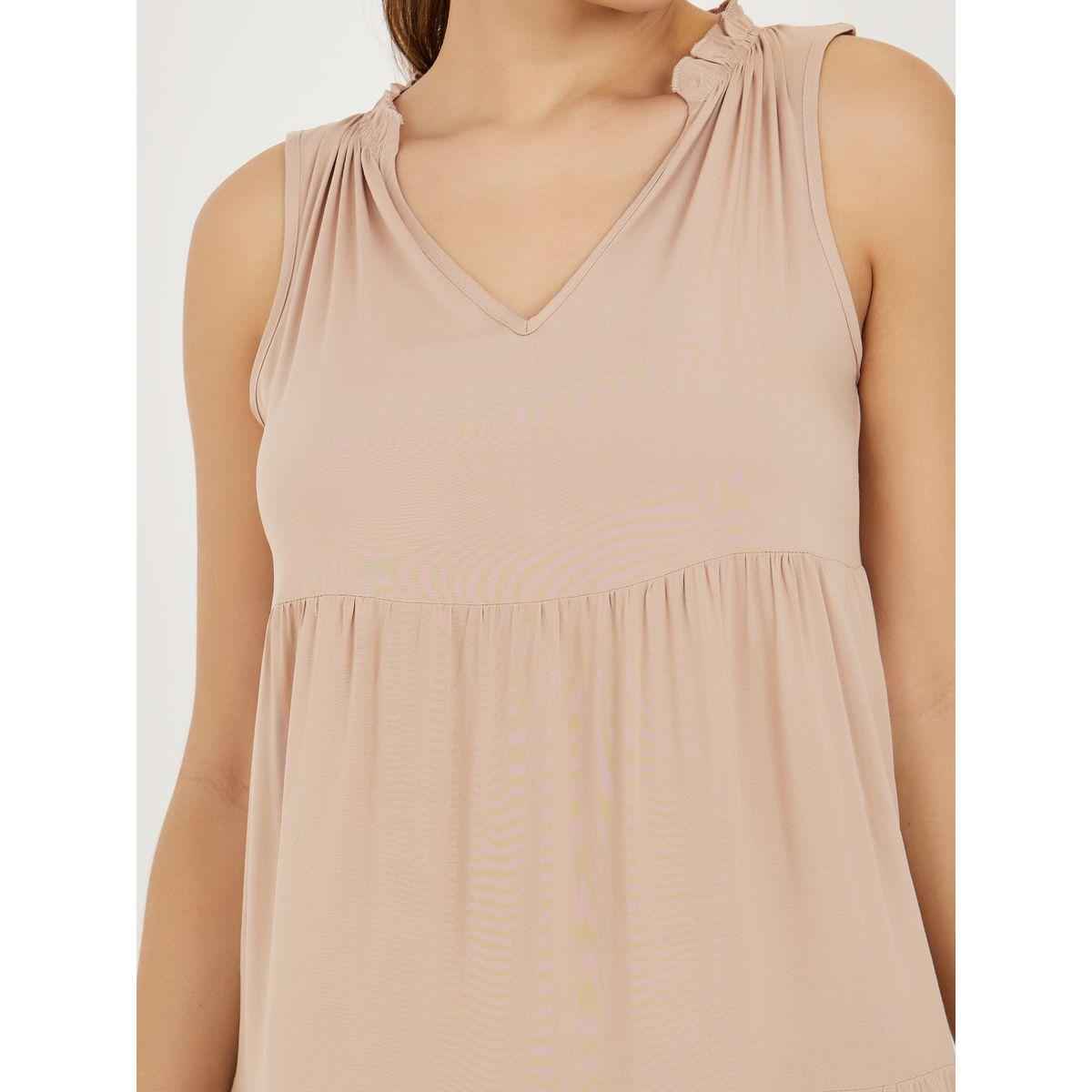 Styli Gathered Detail Notch Neck Midi Dress-women-clothing-dresses-image-3