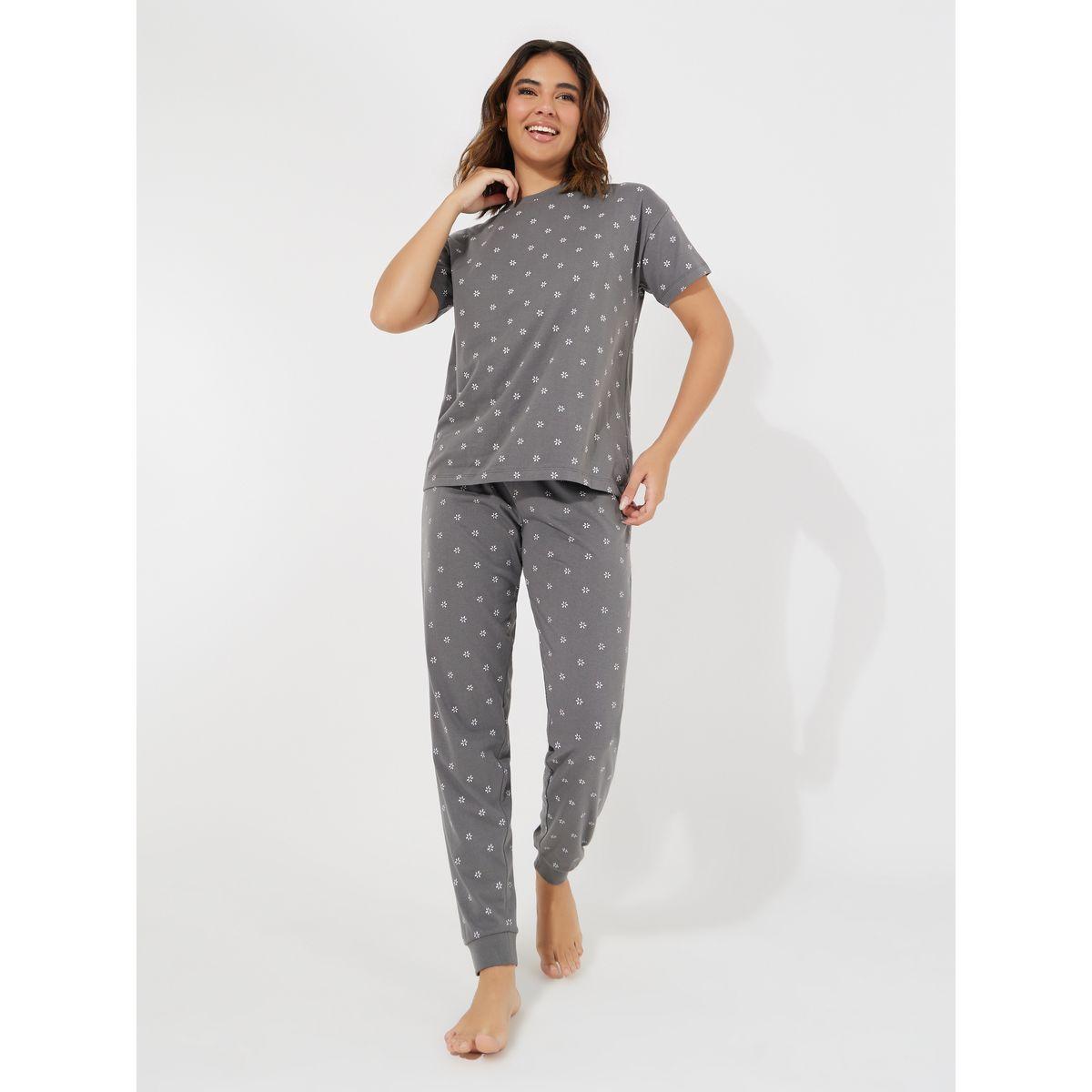 Styli Unwind AOP Floral T-Shirt & Cuffed Pyjama Set-women-clothing-nightwear-pyjamas-longsets-image-1