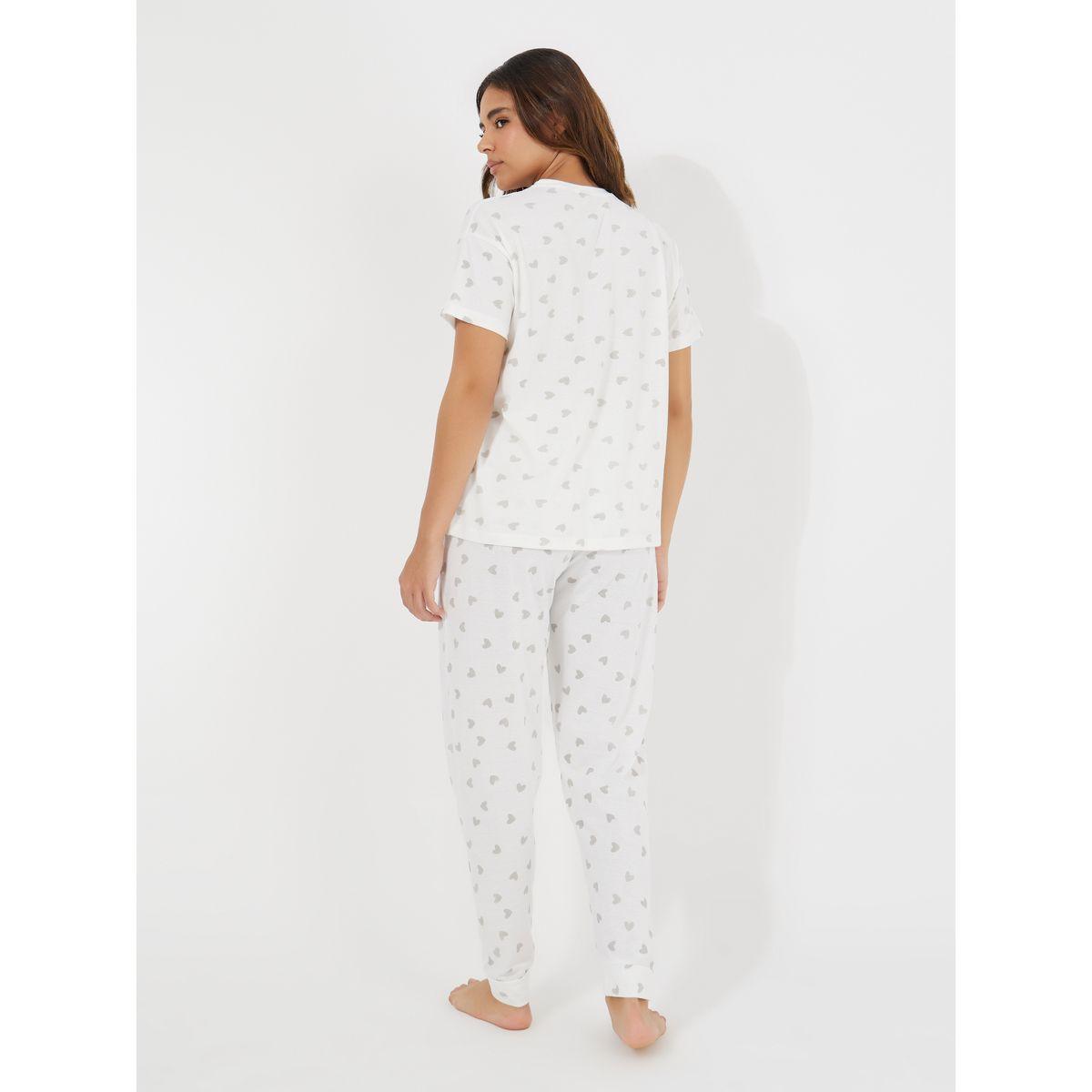 طقم من بنطال بيجاما مع تيشيرت مطبع بالكامل-women-clothing-nightwear-pyjamas-longsets-image-5
