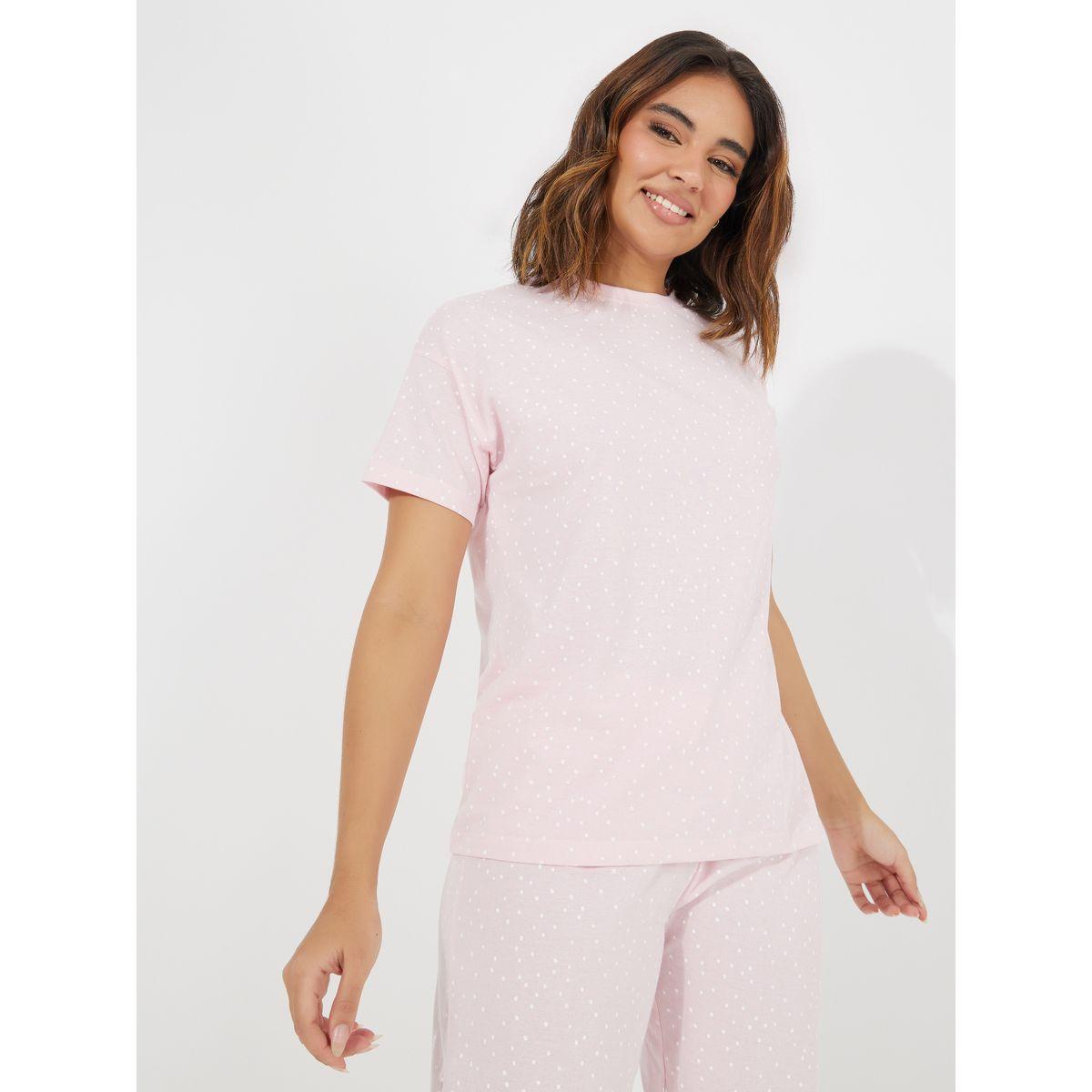 Styli Unwind All Over Polka Dot T-Shirt & Pyjama Set-women-clothing-nightwear-pyjamas-longsets-image-3