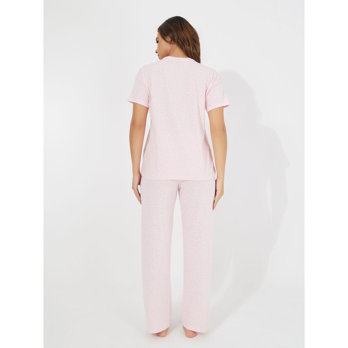 Styli Unwind All Over Polka Dot T-Shirt & Pyjama Set-women-clothing-nightwear-pyjamas-longsets-image-5