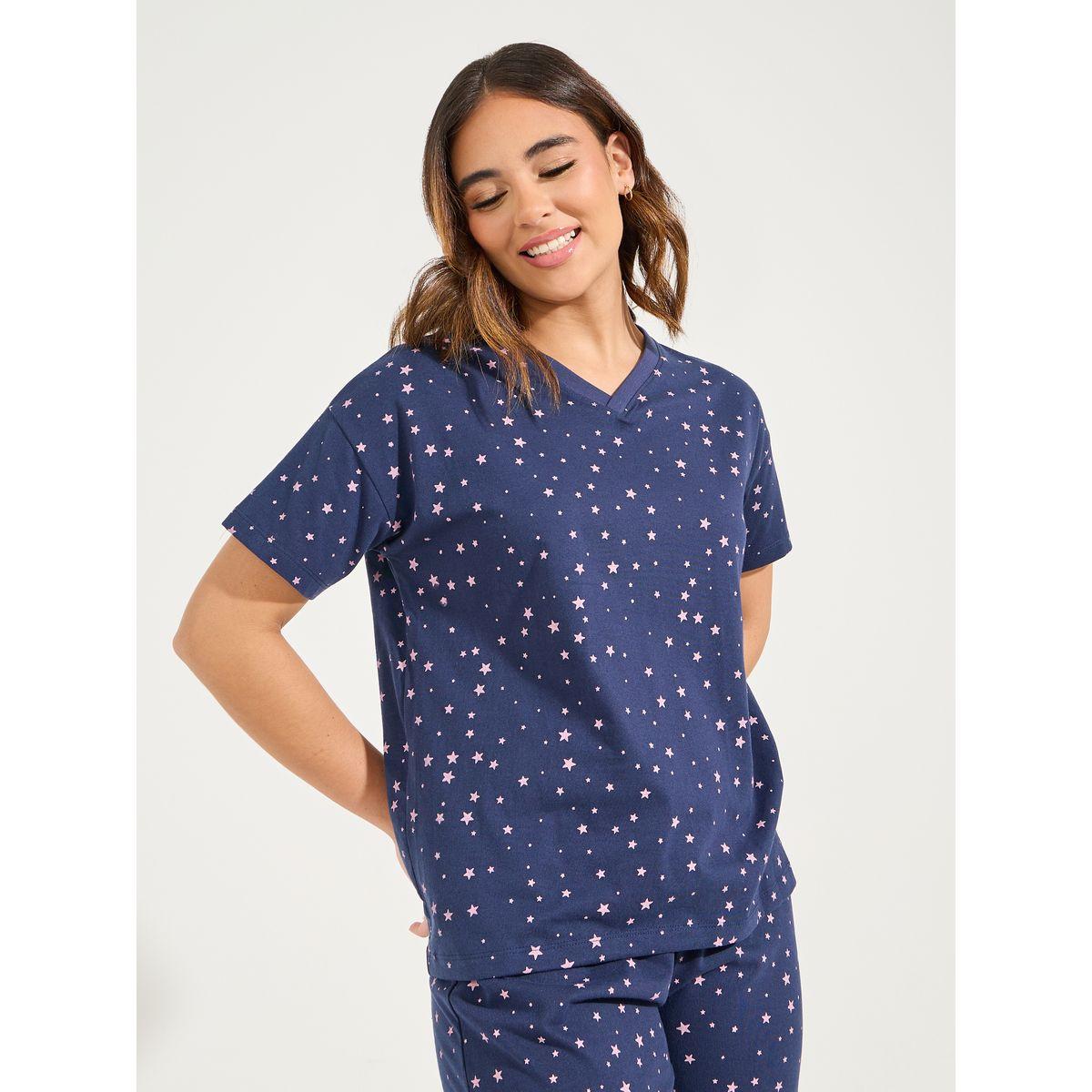 طقم من بنطال بيجاما مع تيشيرت مطبع بالكامل-women-clothing-nightwear-pyjamas-longsets-image-2