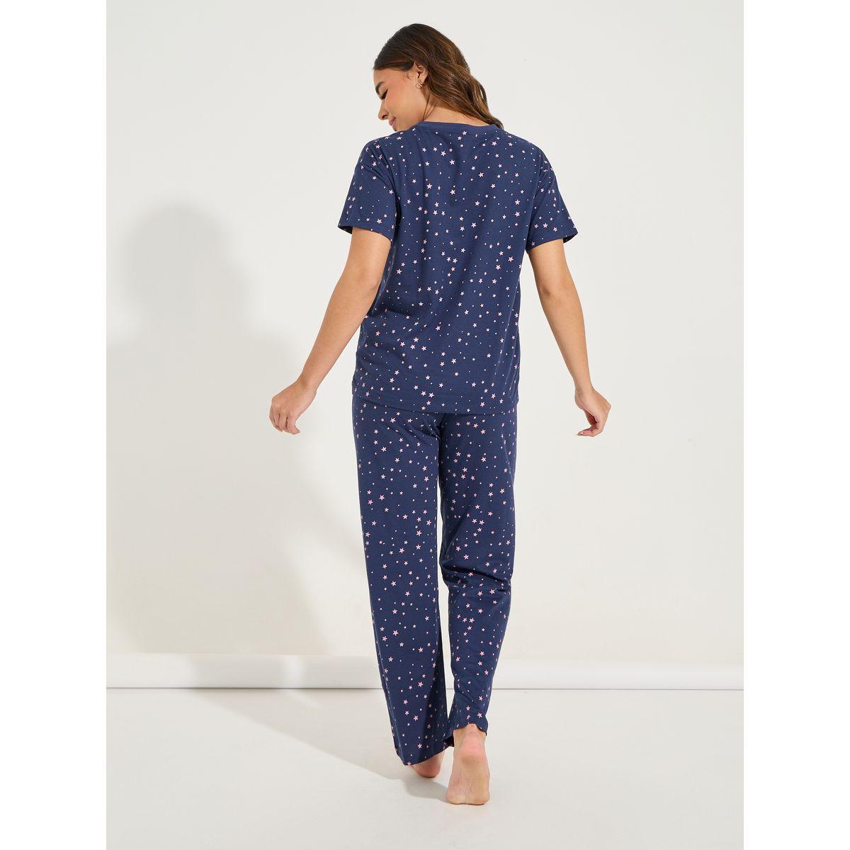 طقم من بنطال بيجاما مع تيشيرت مطبع بالكامل-women-clothing-nightwear-pyjamas-longsets-image-6