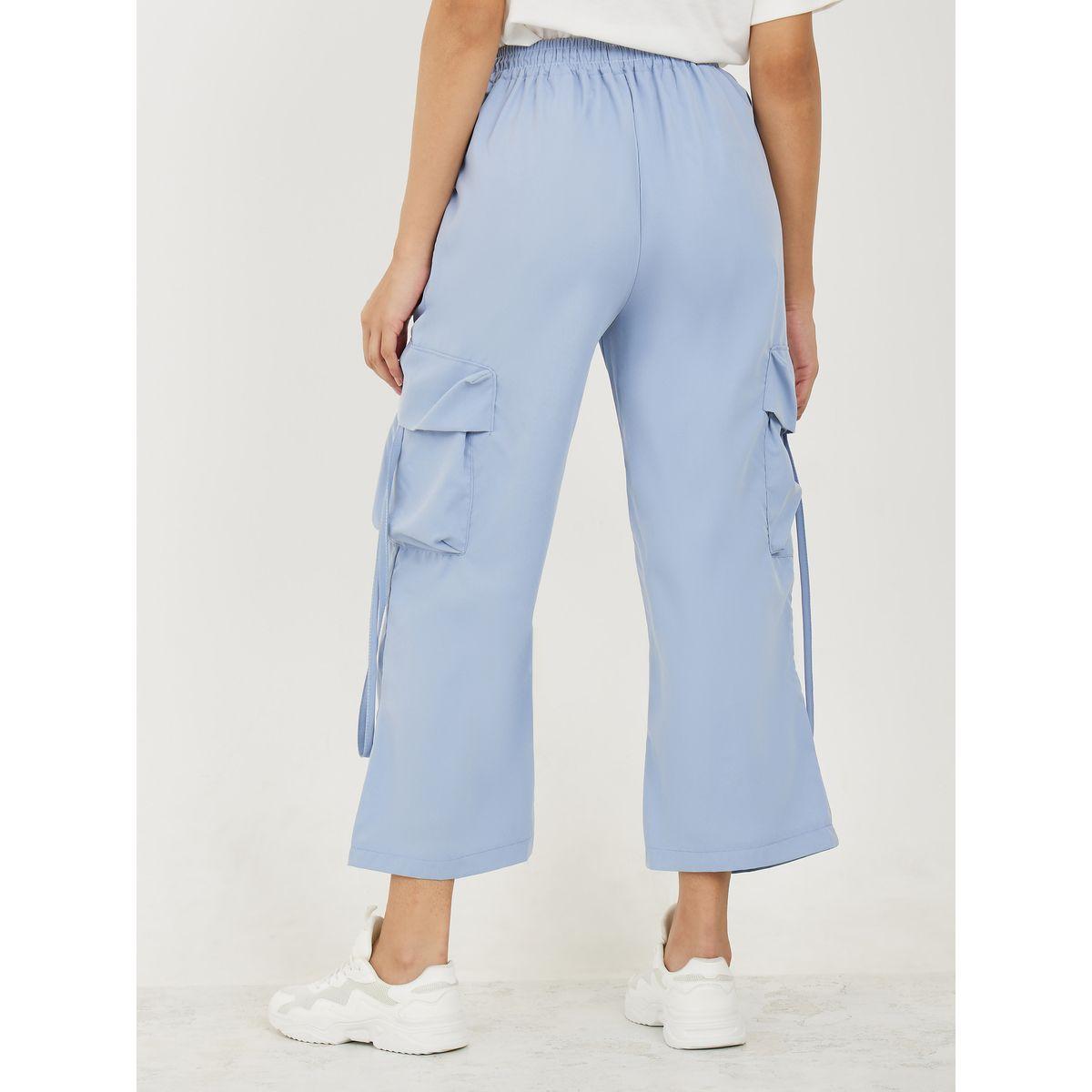 Styli Solid Relaxed Fit Cargo Pants with Drawstring-women-clothing-bottoms-trousers-image-4
